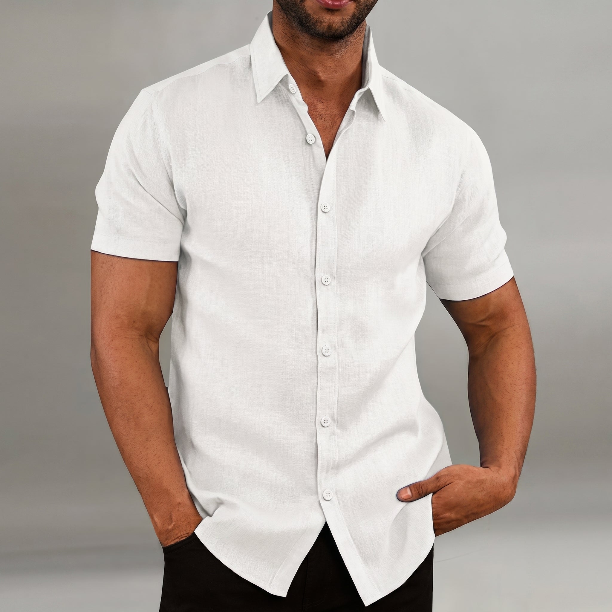 Arthur - Men's Summer Button-Down Collared Shirt - Men Shirt - White - Taylor & Bennett