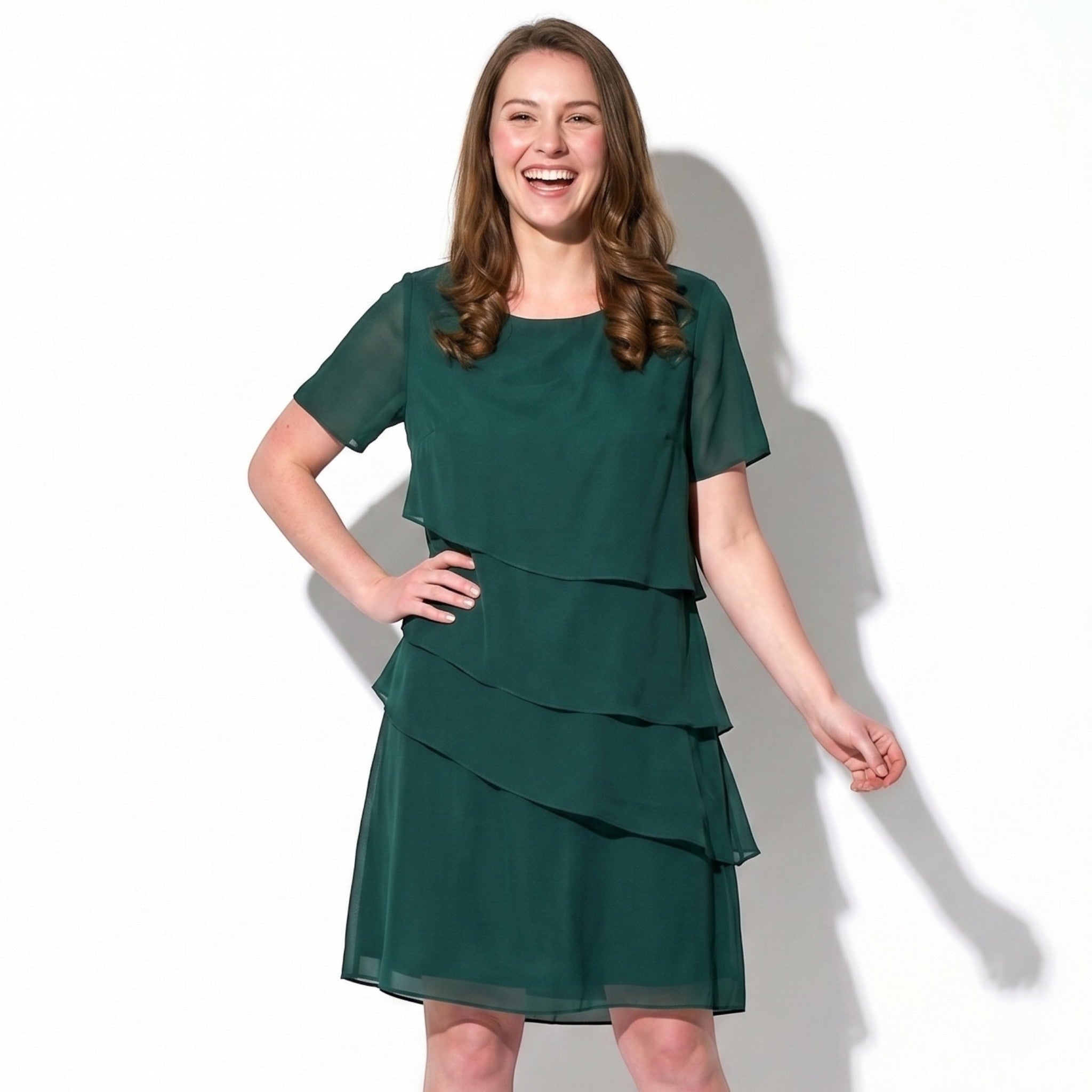 Arya - Women's Tiered Mini Dress - Dress - Green - Taylor & Bennett