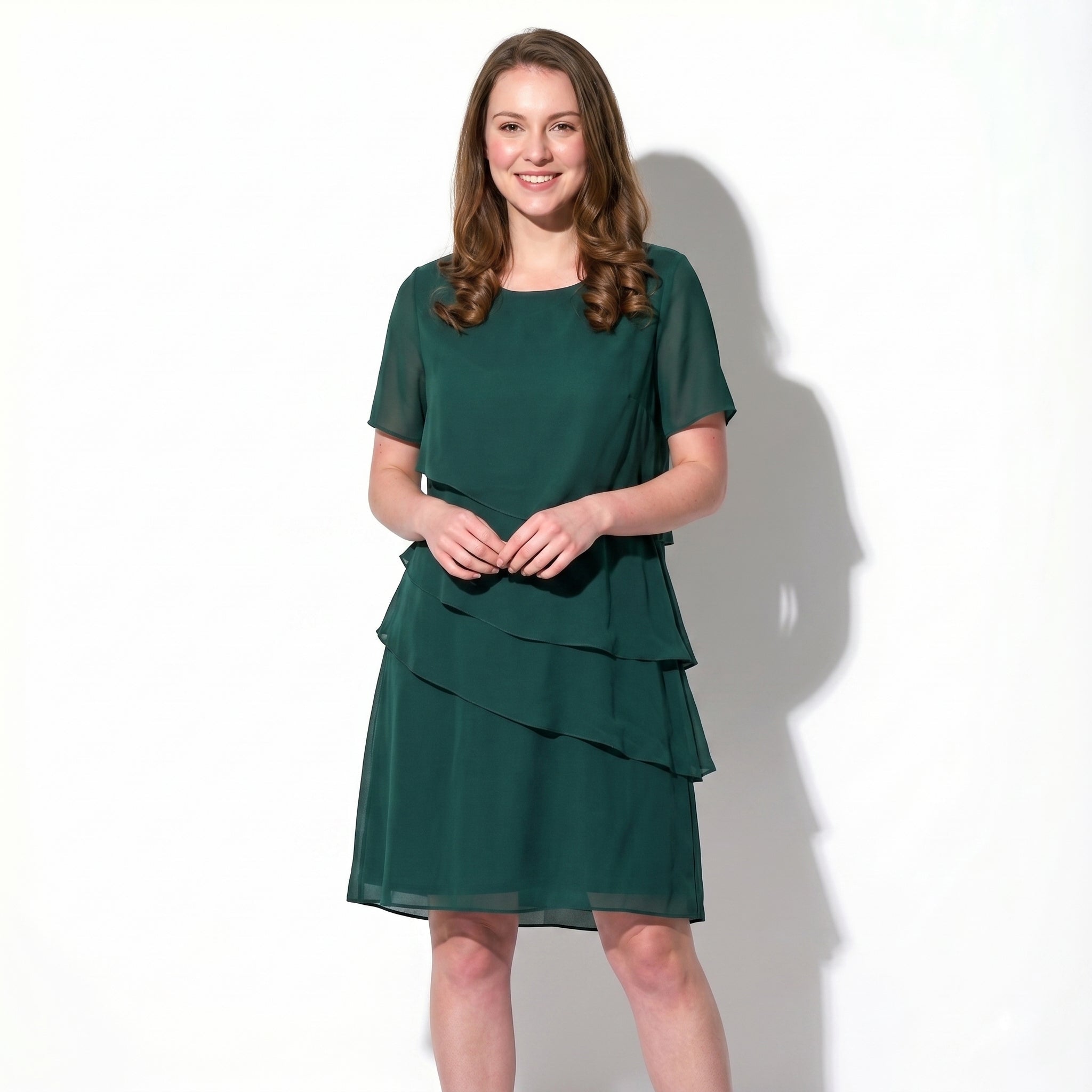 Arya - Women's Tiered Mini Dress - Dress - Green - Taylor & Bennett