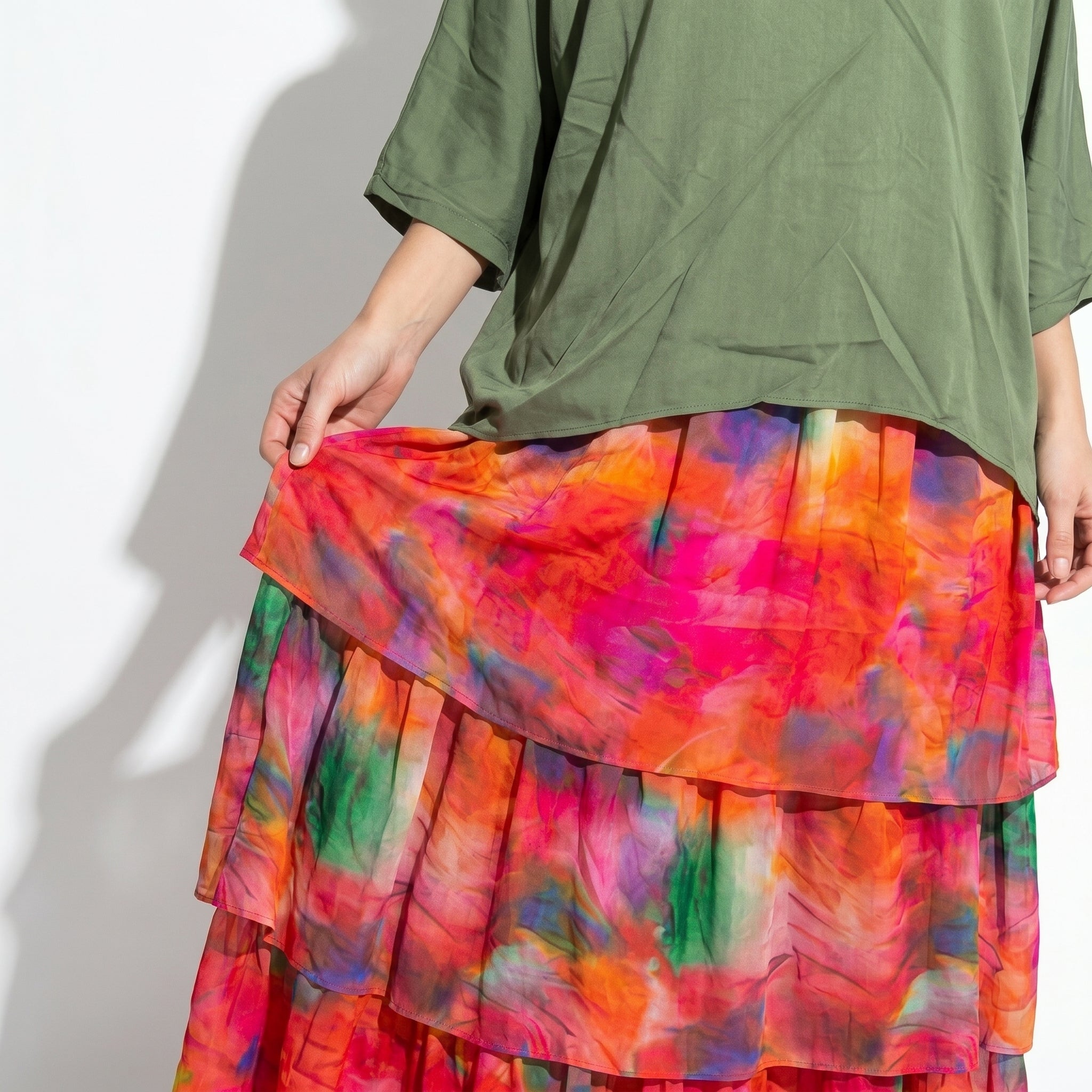 Athena – Women's Batwing Tiered Summer Maxi Dress - Maxi Dress - Multicoloured - Taylor & Bennett