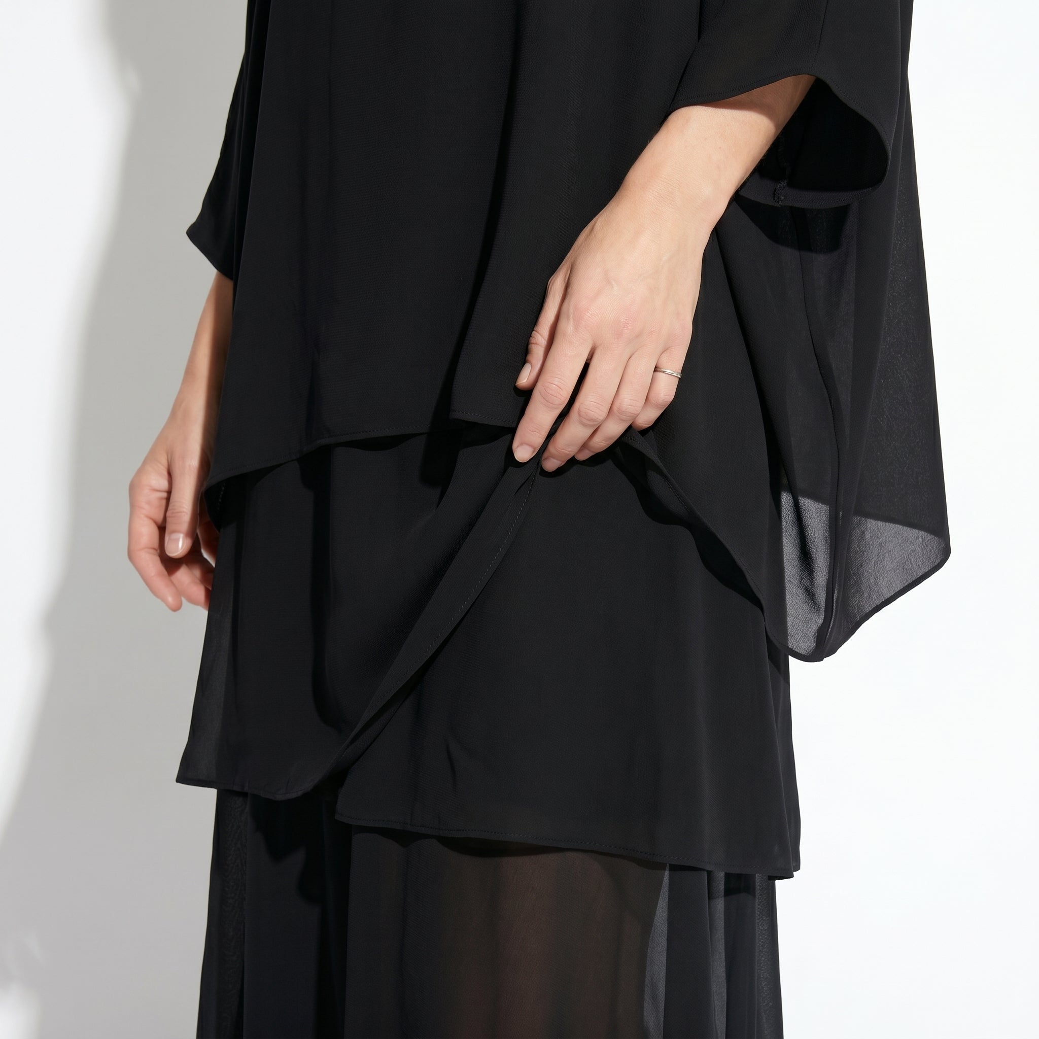 Athena – Women's Batwing Tiered Summer Maxi Dress - Maxi Dress - Black - Taylor & Bennett