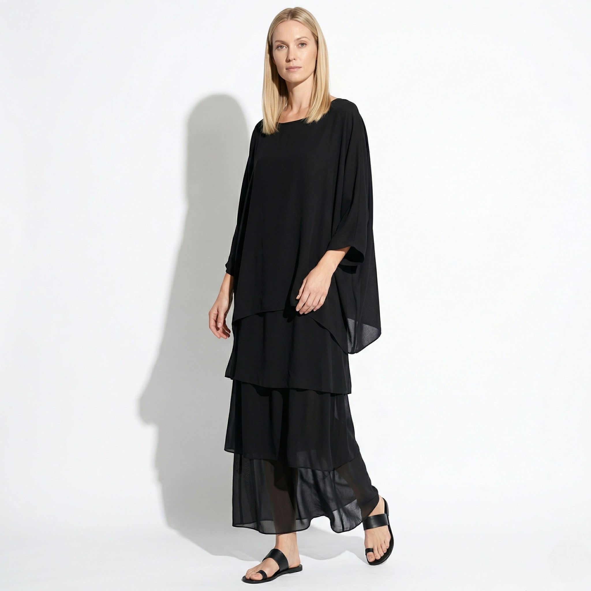 Athena – Women's Batwing Tiered Summer Maxi Dress - Maxi Dress - Black - Taylor & Bennett