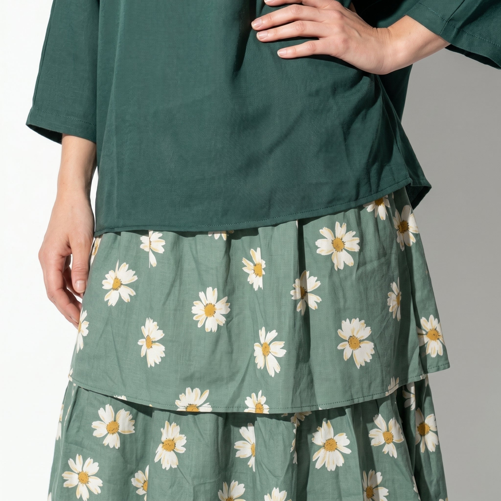 Athena – Women's Batwing Tiered Summer Maxi Dress - Maxi Dress - Dark Green - Taylor & Bennett