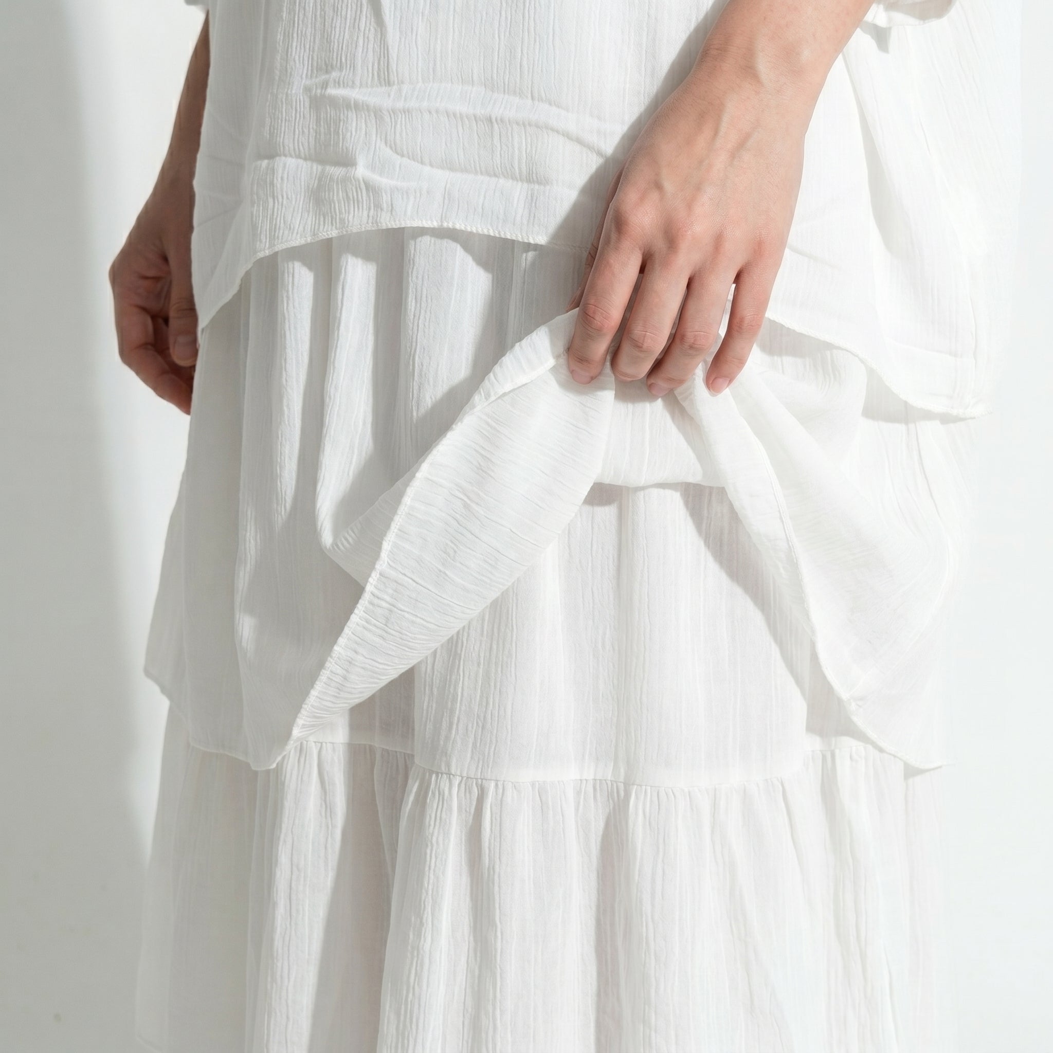 Athena – Women's Batwing Tiered Summer Maxi Dress - Maxi Dress - White - Taylor & Bennett
