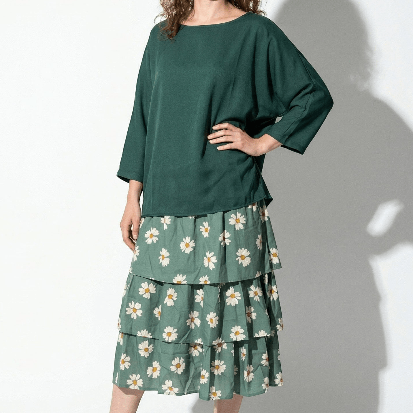 Athena – Women's Batwing Tiered Summer Maxi Dress - Maxi Dress - Dark Green - Taylor & Bennett