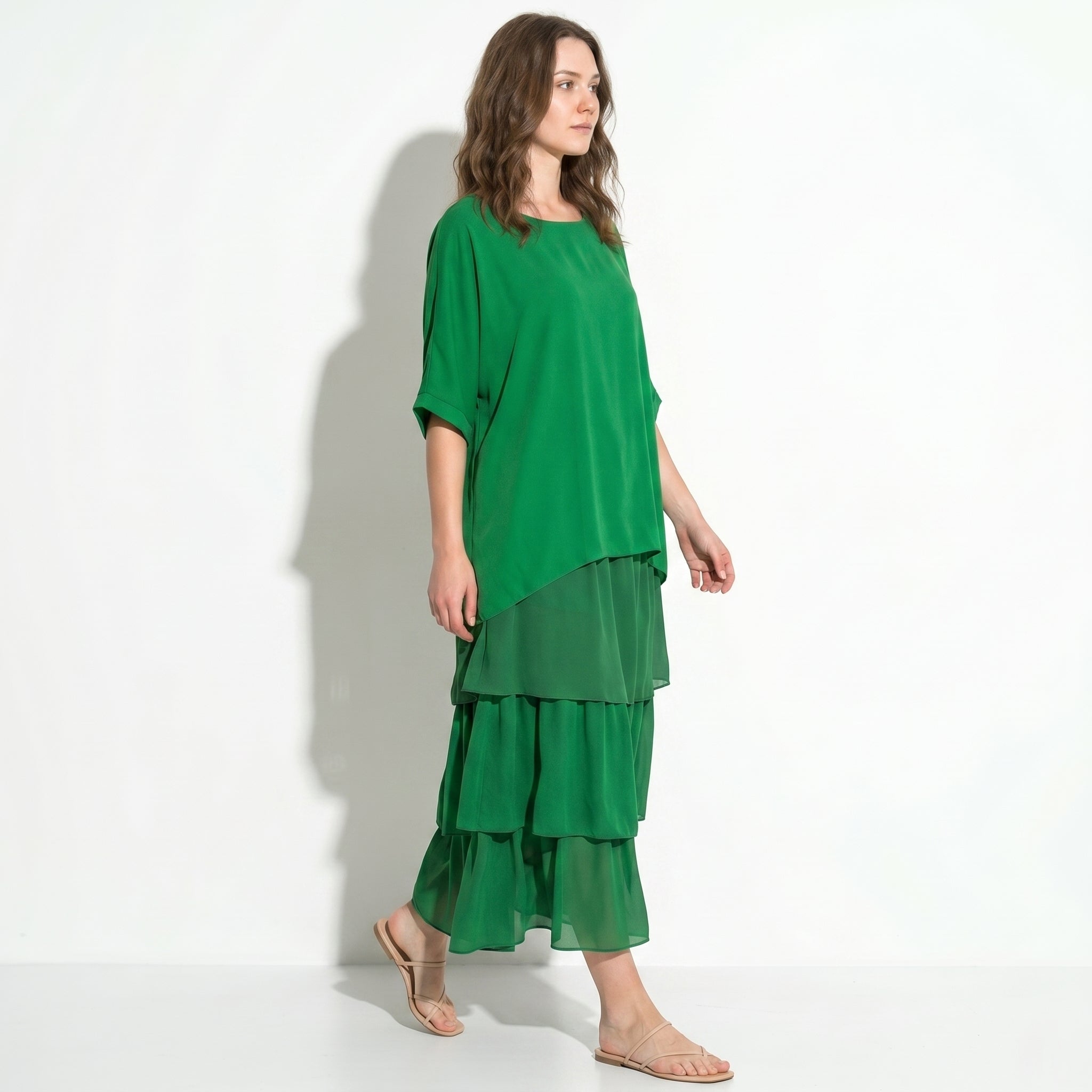 Athena – Women's Batwing Tiered Summer Maxi Dress - Maxi Dress - Green - Taylor & Bennett