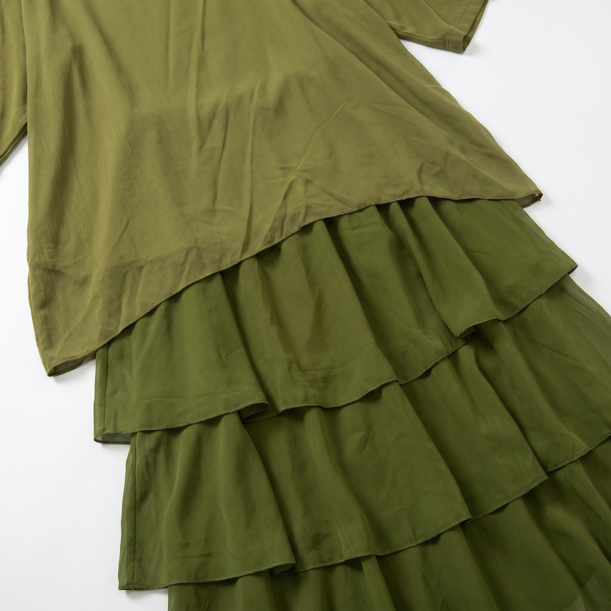 Athena – Women's Batwing Tiered Summer Maxi Dress - Maxi Dress - Olive Green - Taylor & Bennett
