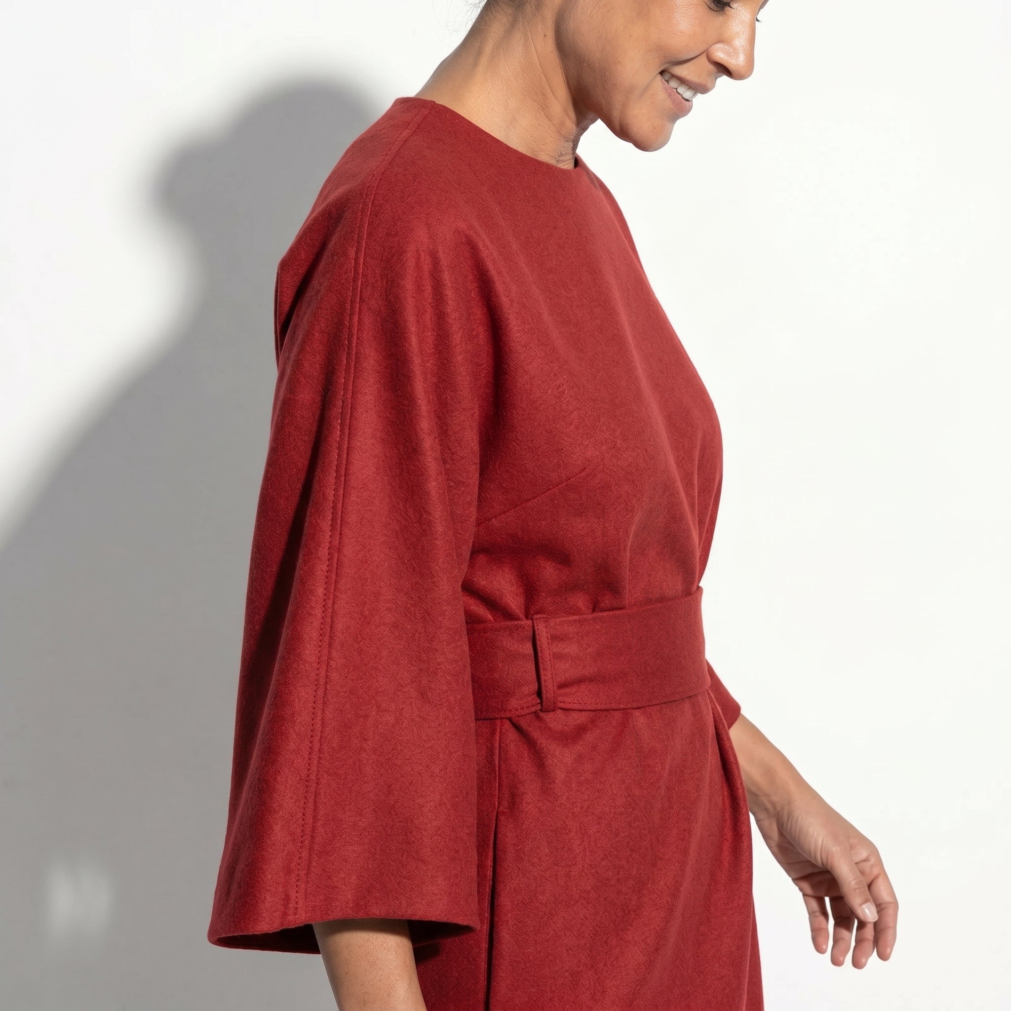 Aurora - Women's Flowy Belted Kimono Style Maxi Dress - Dress - Red - Taylor & Bennett