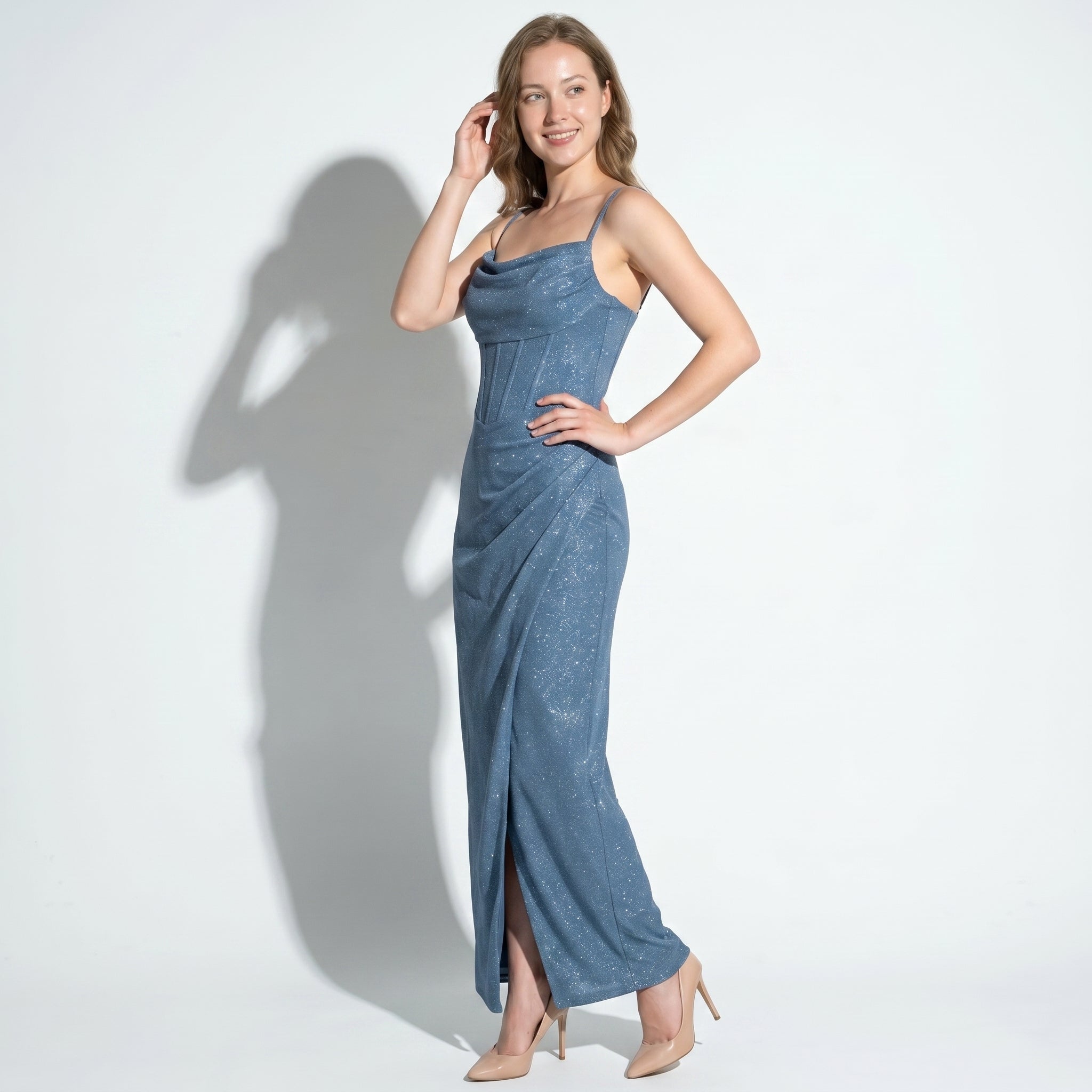 Ava - Women's Elegant Party Sequin Maxi Dress - Maxi Dress - Blue - Taylor & Bennett