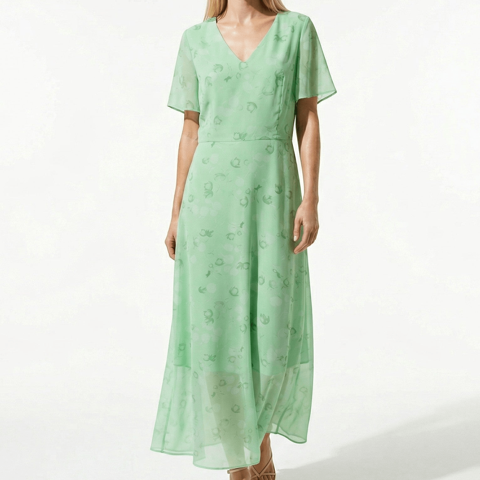 Ava – Women's Floral Print Maxi Dress - Maxi Dress - Green - Taylor & Bennett