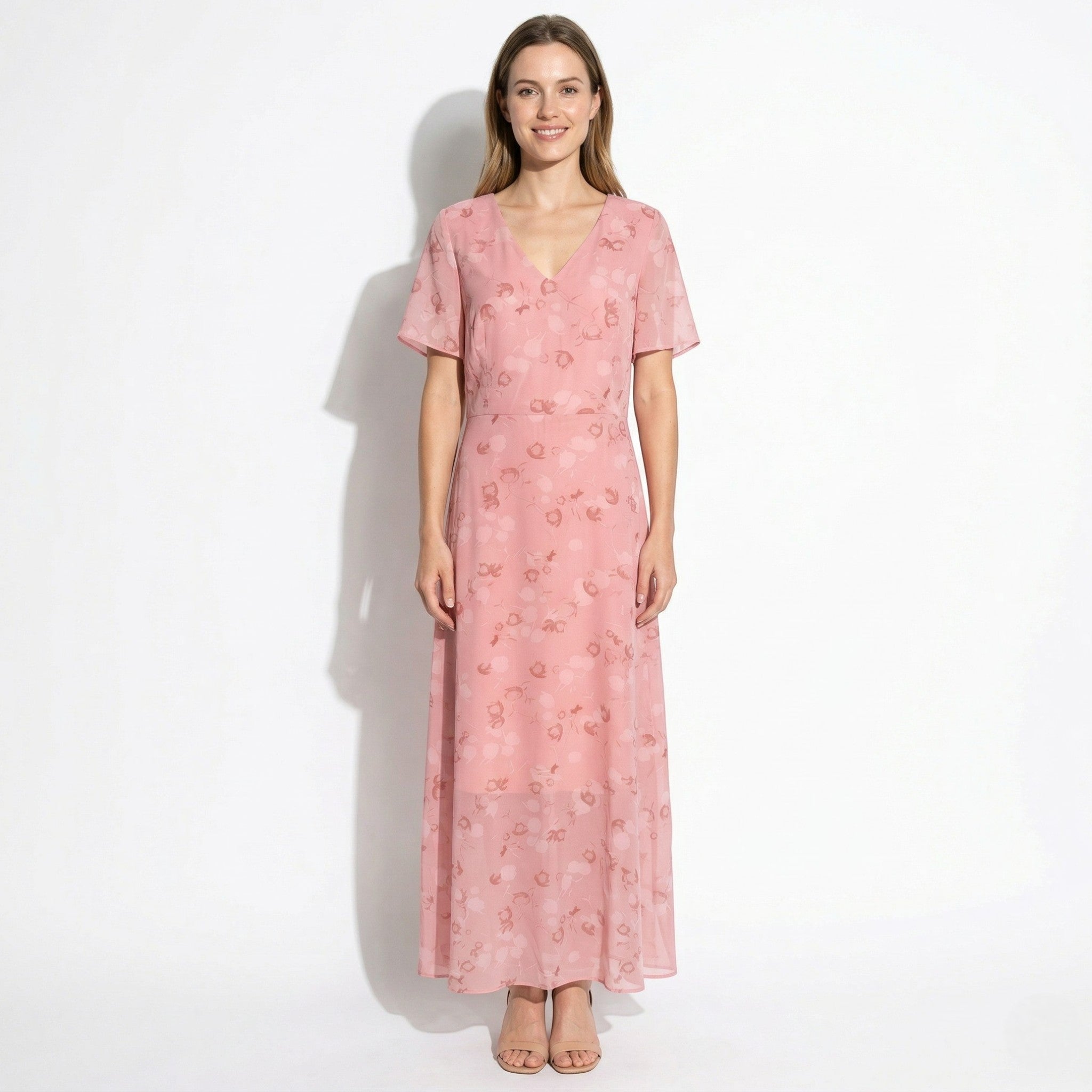 Ava – Women's Floral Print Maxi Dress - Maxi Dress - Pink - Taylor & Bennett