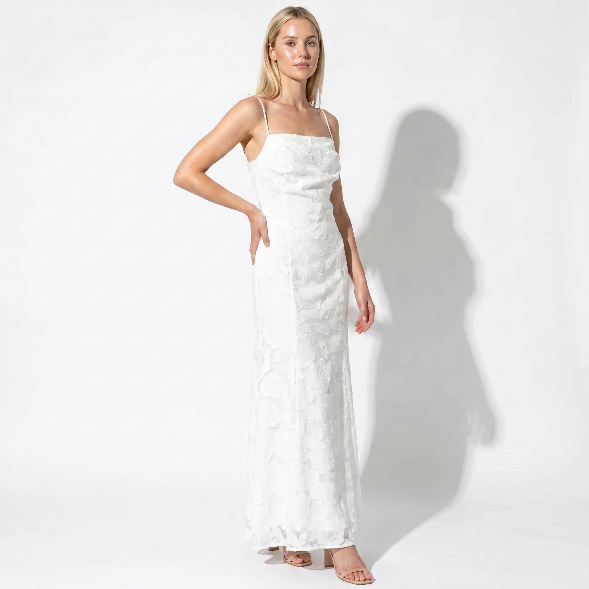 Ava - Women's Formal Evening Lace Maxi Dress - Maxi Dress - White - Taylor & Bennett