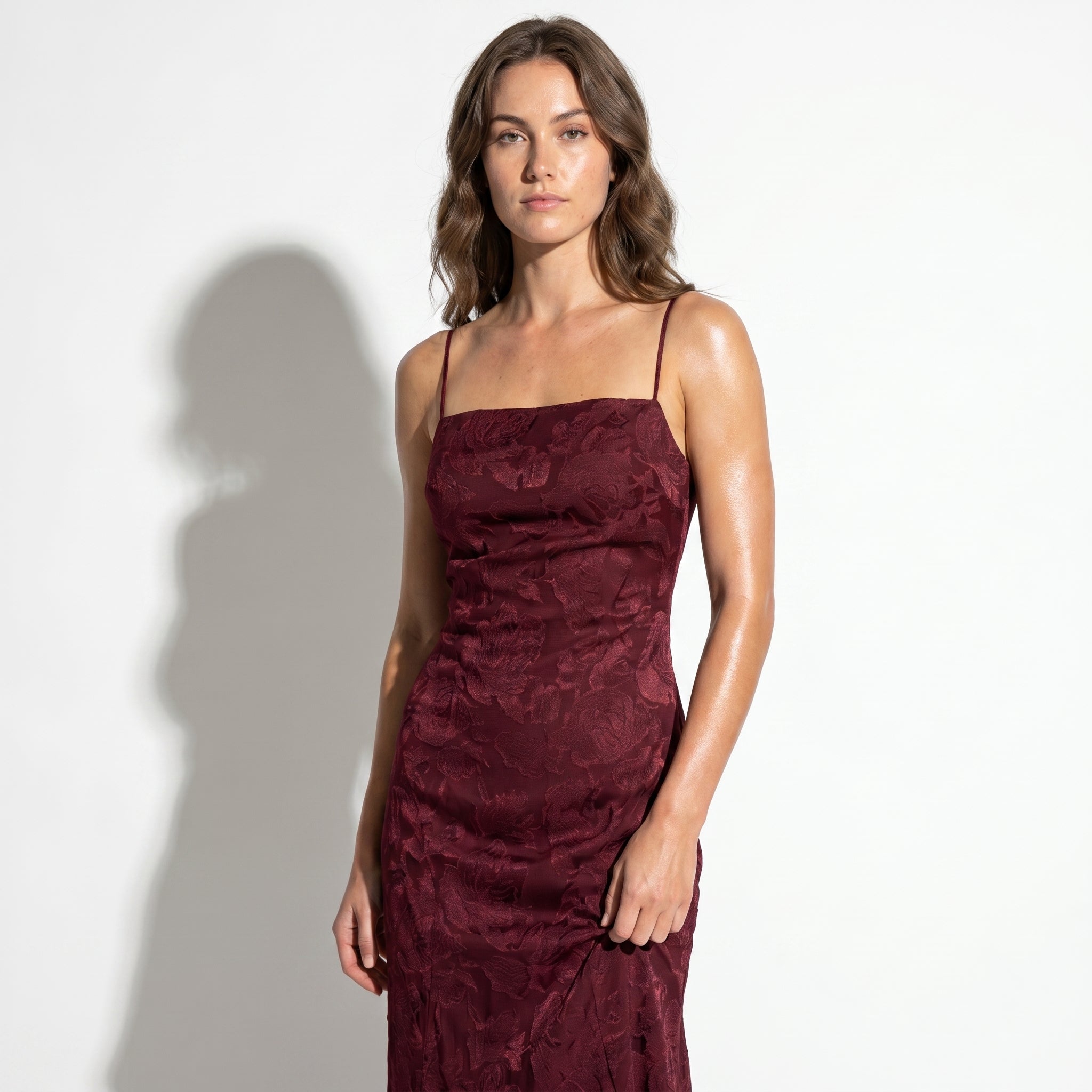 Ava - Women's Formal Evening Lace Maxi Dress - Maxi Dress - Burgundy - Taylor & Bennett