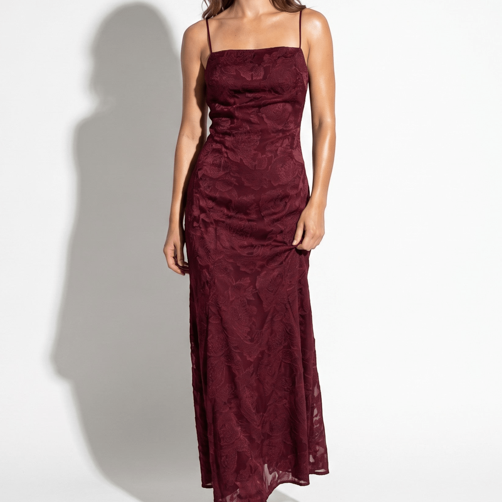 Ava - Women's Formal Evening Lace Maxi Dress - Maxi Dress - Burgundy - Taylor & Bennett
