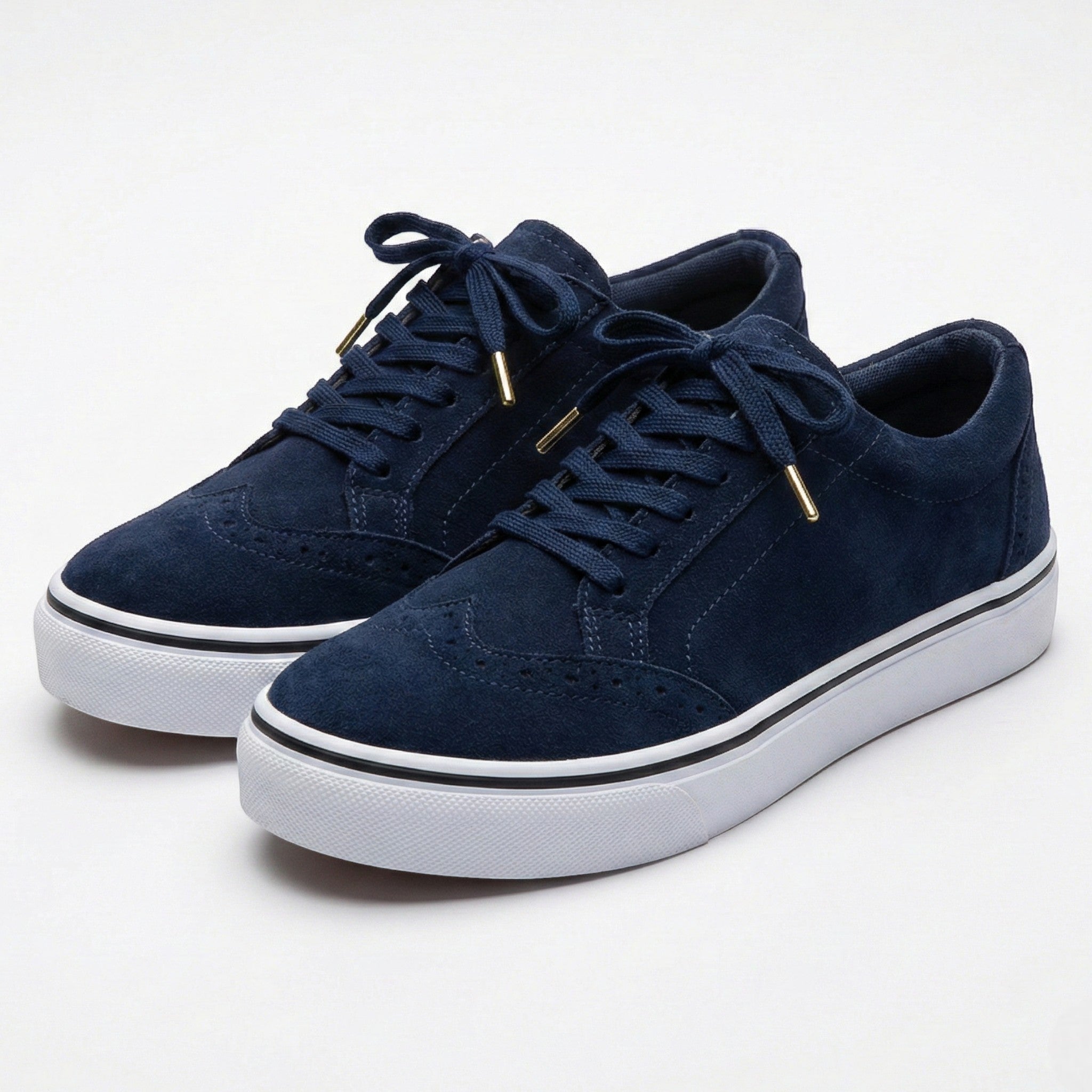 Ava - Women's Lace - Up Trainers with Brogue Detail - Shoes - Blue - Taylor & Bennett