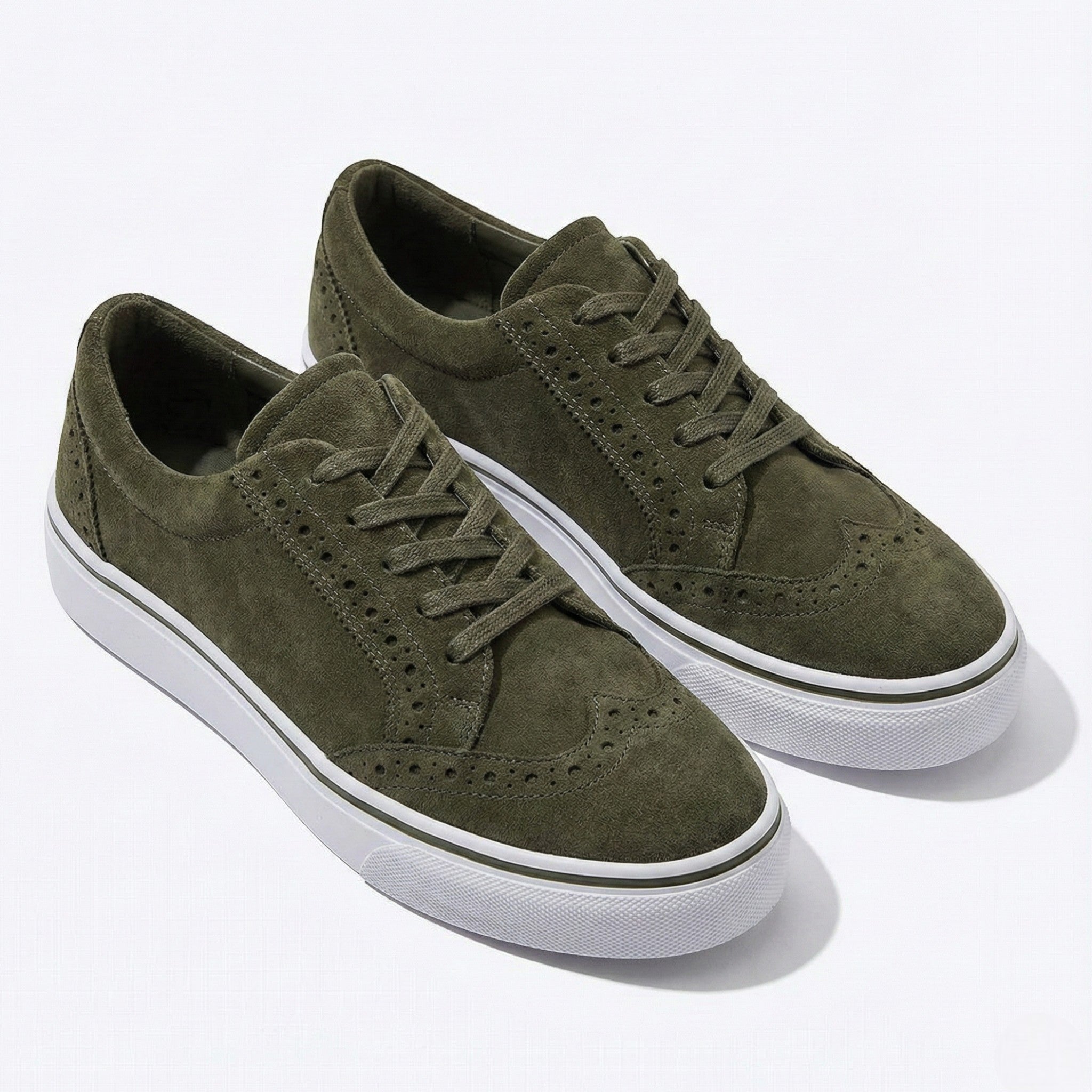 Ava - Women's Lace - Up Trainers with Brogue Detail - Shoes - Green - Taylor & Bennett