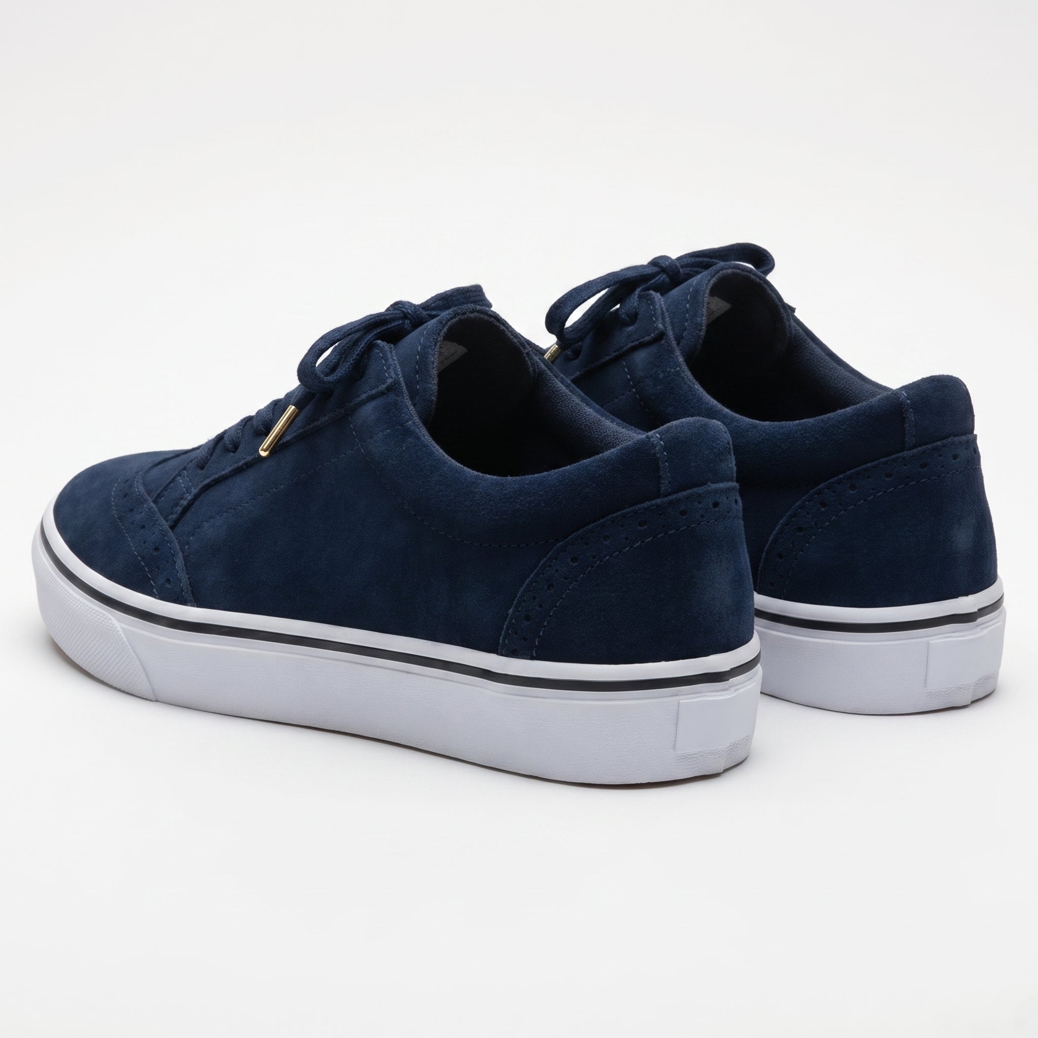 Ava - Women's Lace - Up Trainers with Brogue Detail - Shoes - Blue - Taylor & Bennett