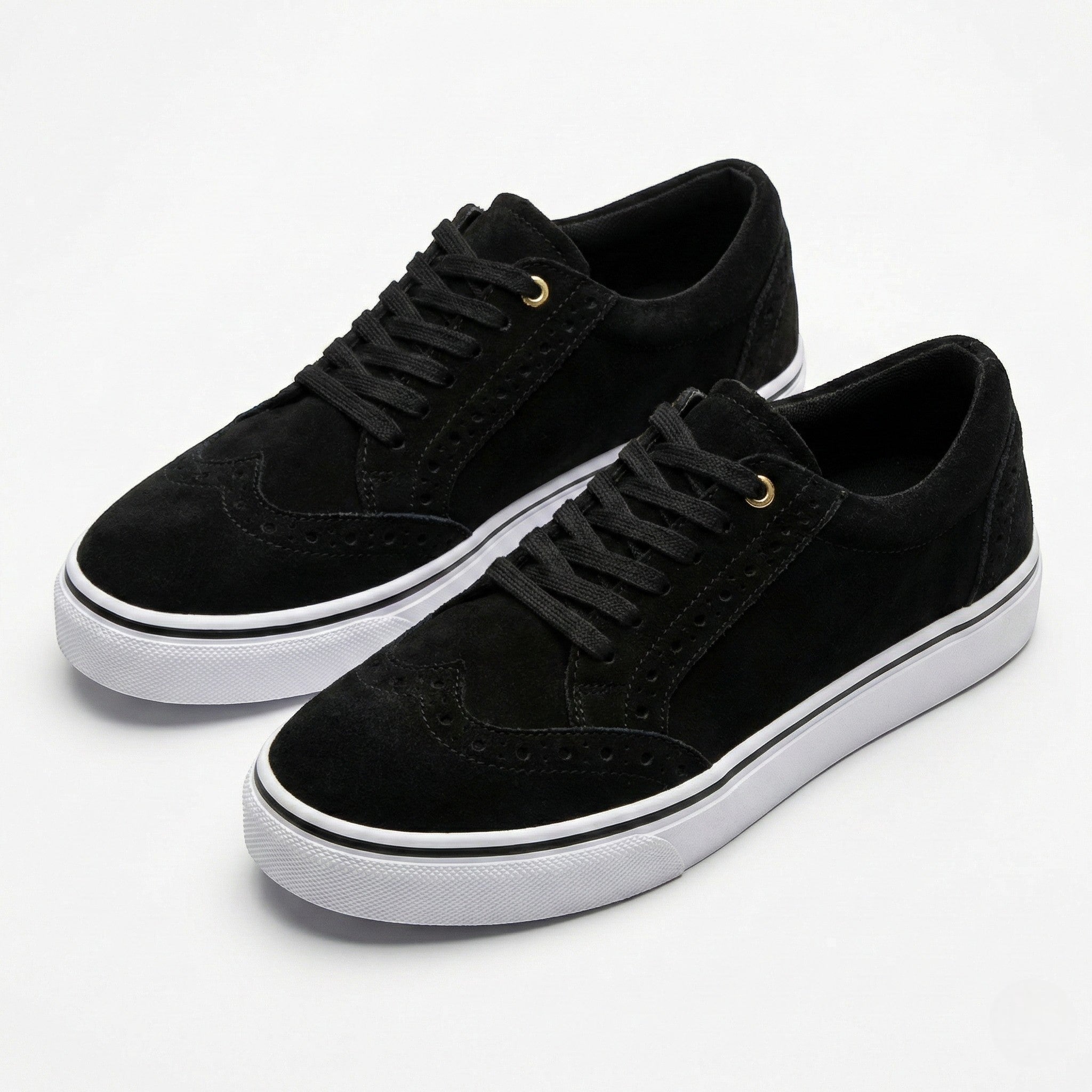 Ava - Women's Lace - Up Trainers with Brogue Detail - Shoes - Black - Taylor & Bennett