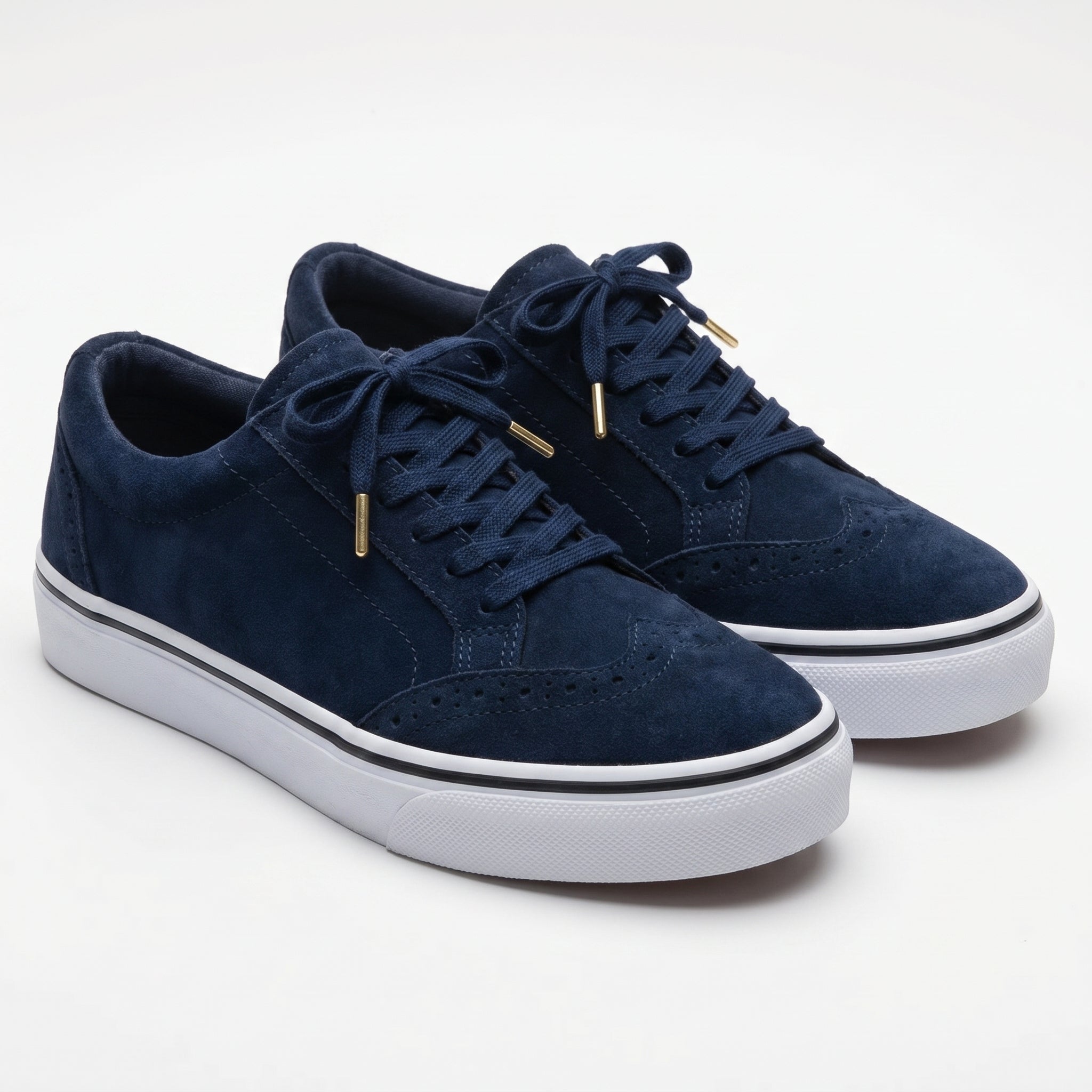 Ava - Women's Lace - Up Trainers with Brogue Detail - Shoes - Blue - Taylor & Bennett