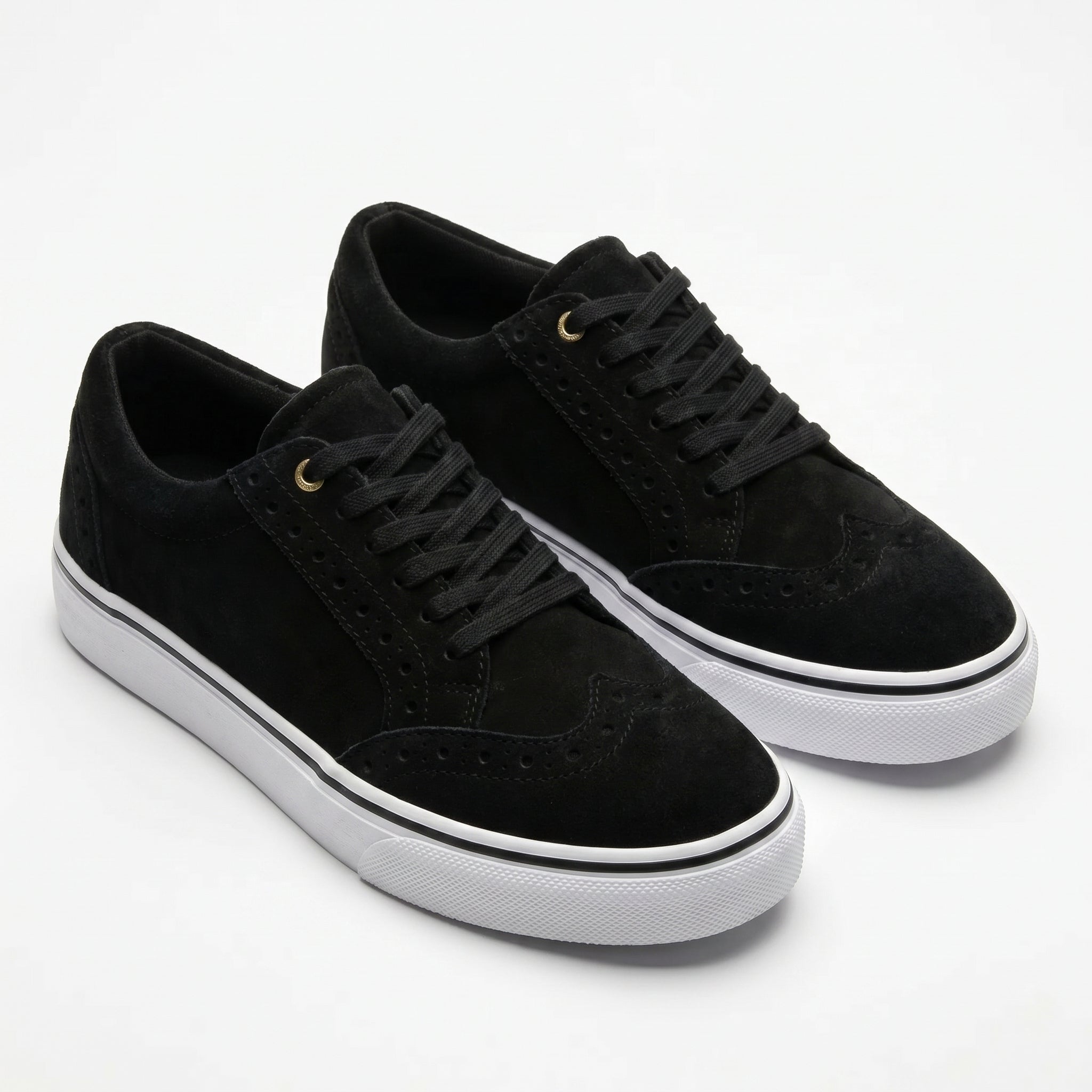 Ava - Women's Lace - Up Trainers with Brogue Detail - Shoes - Black - Taylor & Bennett