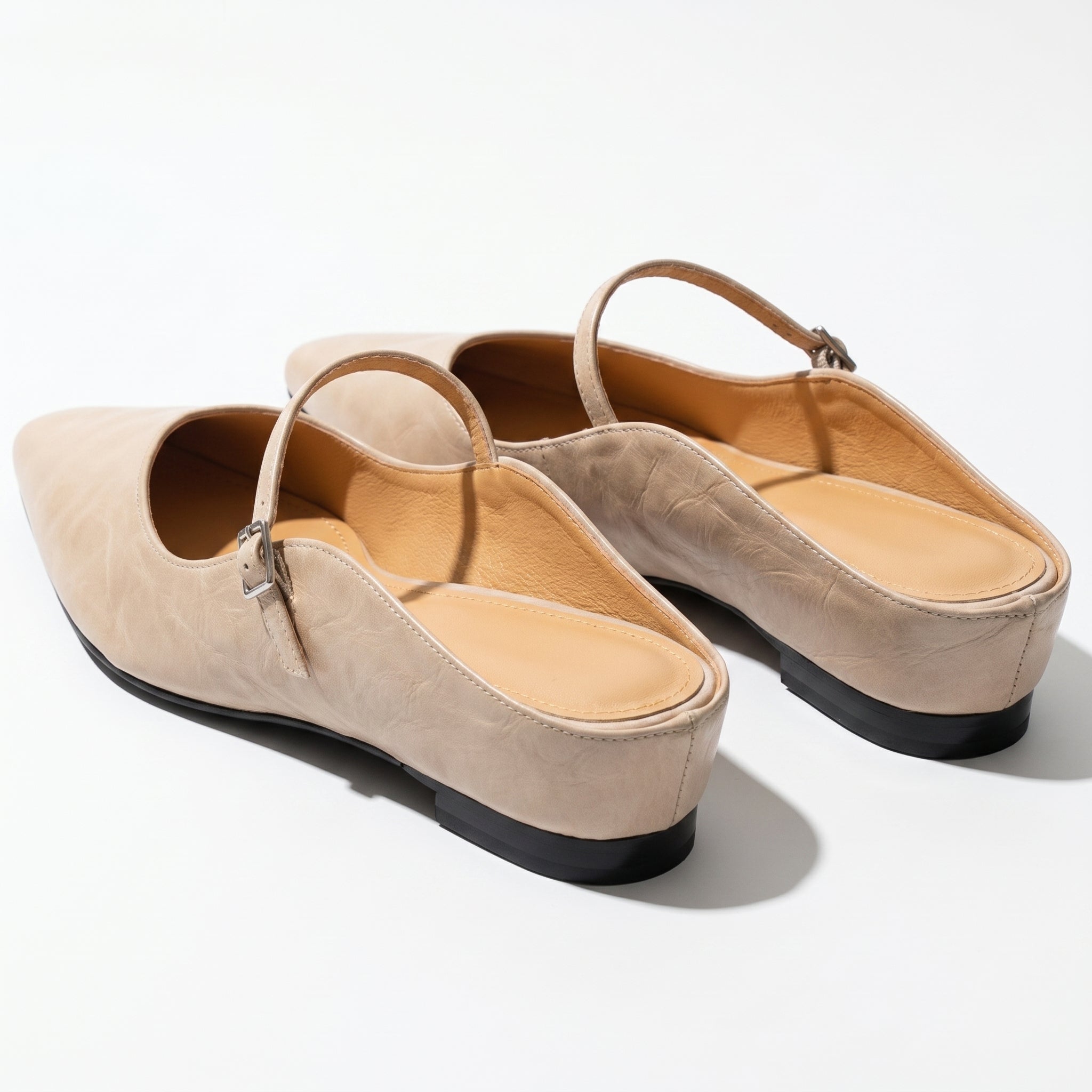 Ava - Women's Pointed - Toe Mary Jane Mules - Sandal - Beige - Taylor & Bennett