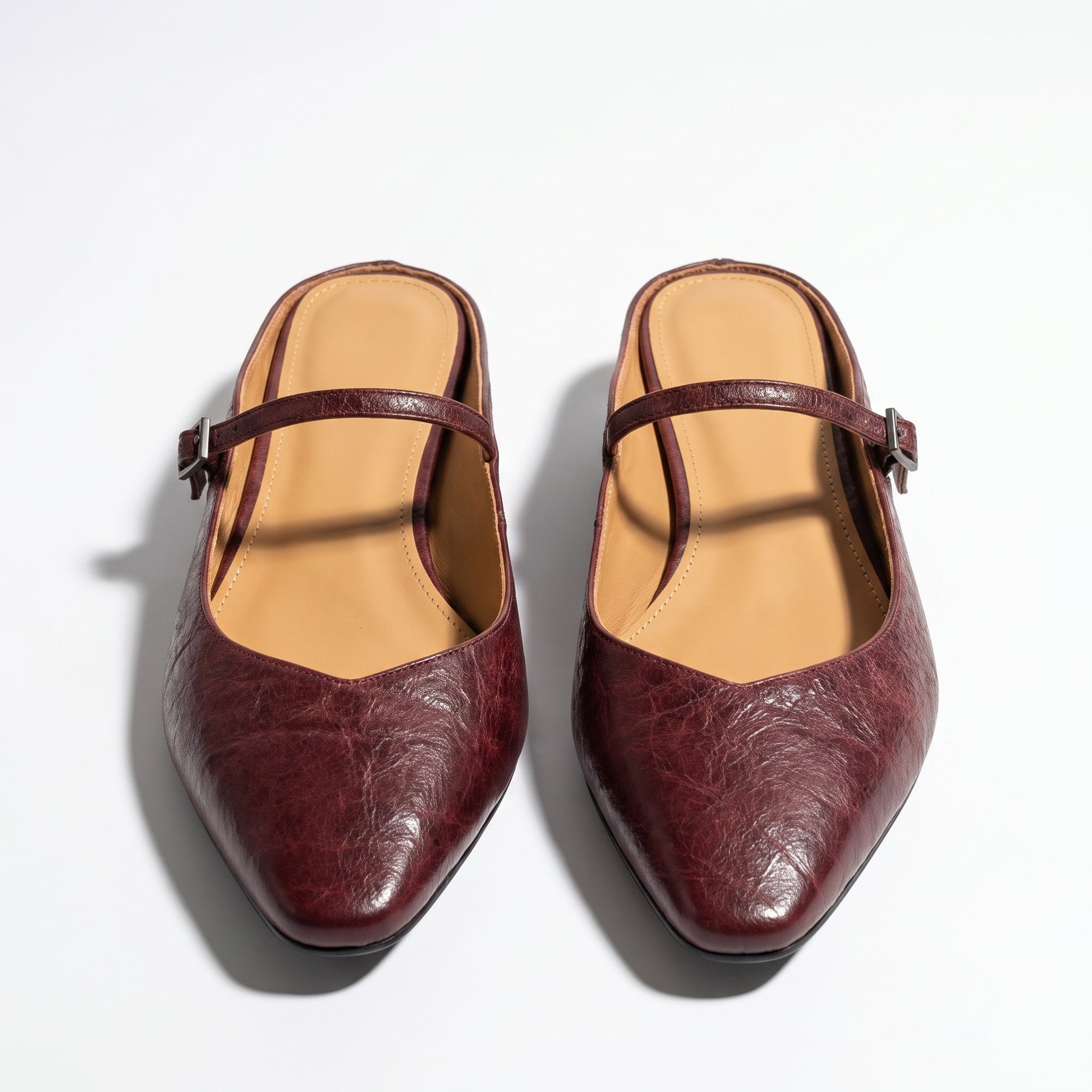 Ava - Women's Pointed - Toe Mary Jane Mules - Sandal - Maroon - Taylor & Bennett