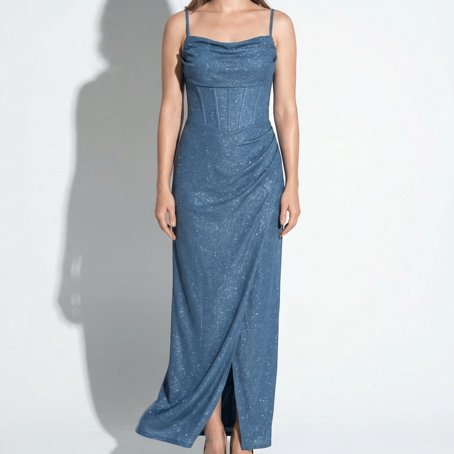 Ava - Women's Sequin Maxi Dress with Corset Bodice - Maxi Dress - Blue - Taylor & Bennett