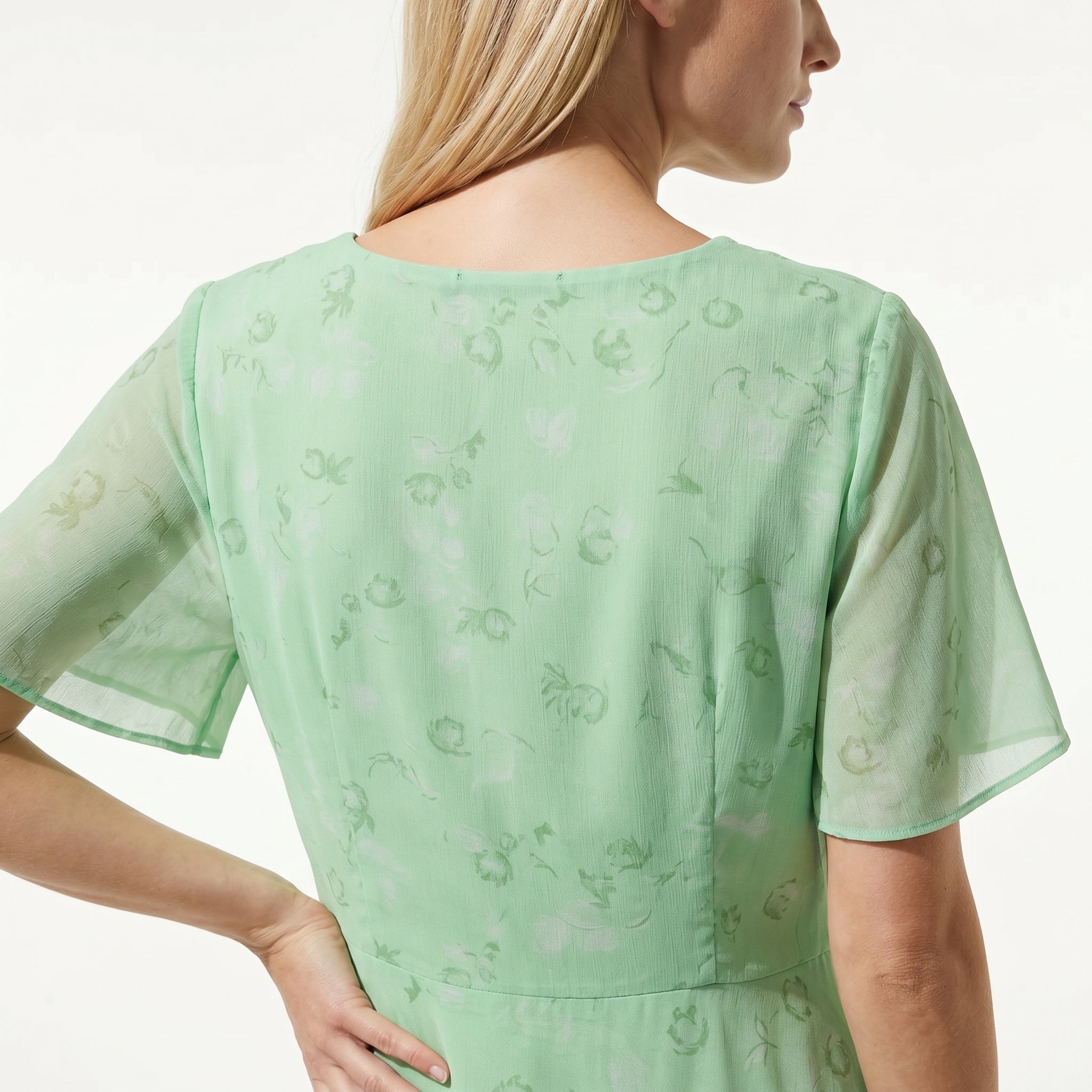 Ava – Women's Summer Floral Print Chiffon Maxi Dress - Maxi Dress - Green - Taylor & Bennett