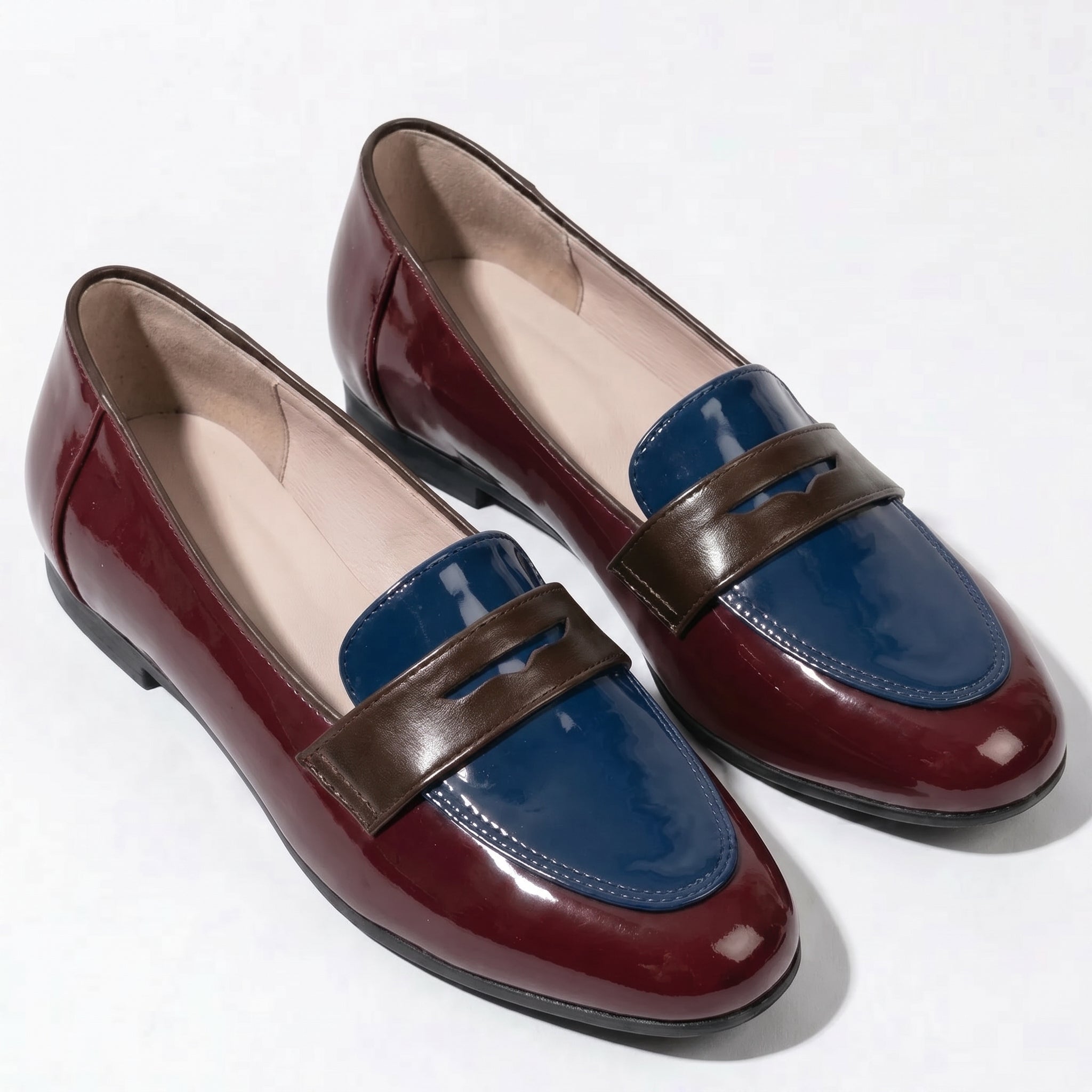 Ava - Women's Two - Tone Round Toe Loafers - Loafers - Blue - Taylor & Bennett