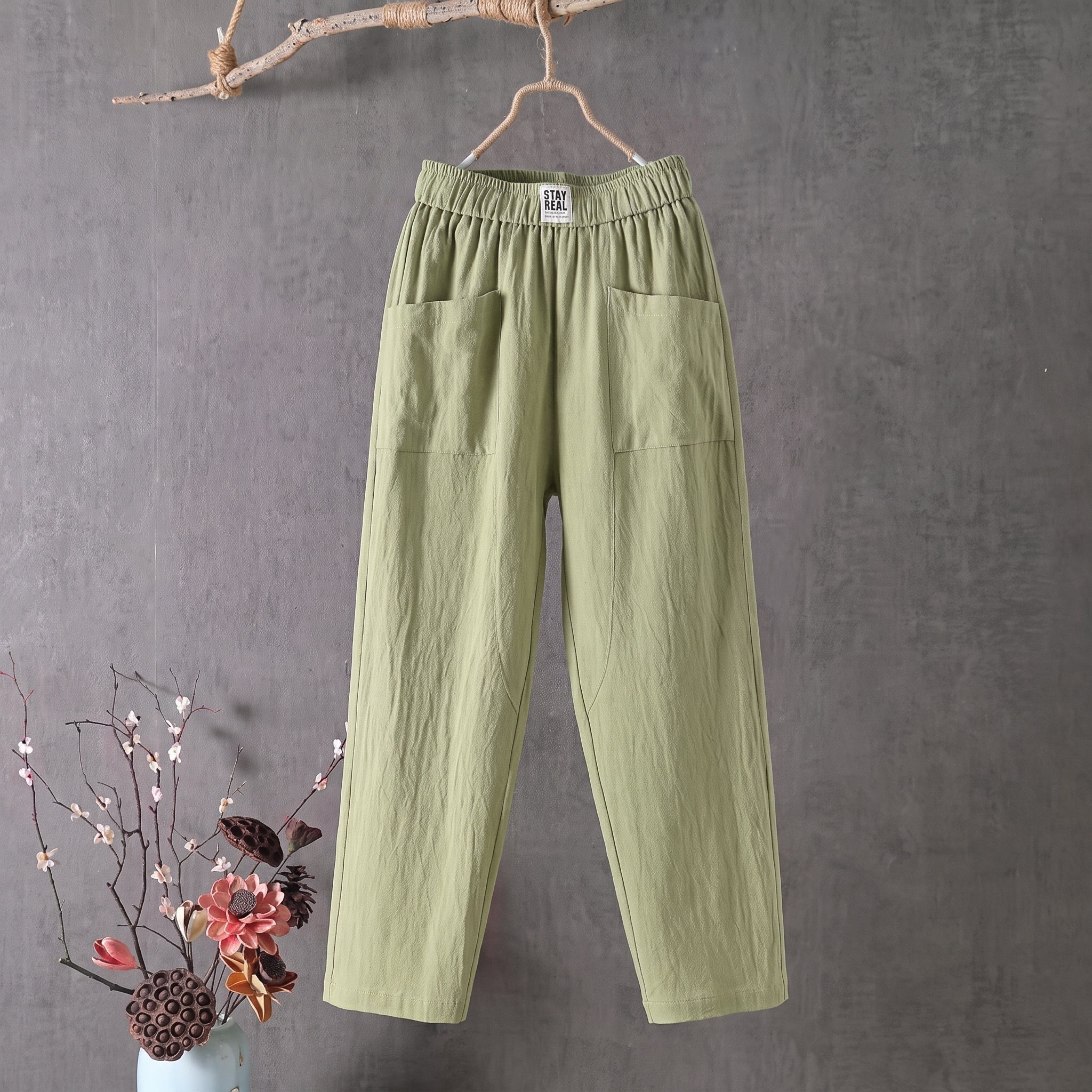 Beatrice - Women's Summer Relaxed Patch Pocket Trousers - All Seasons - Womens Trousers - Green - Taylor & Bennett