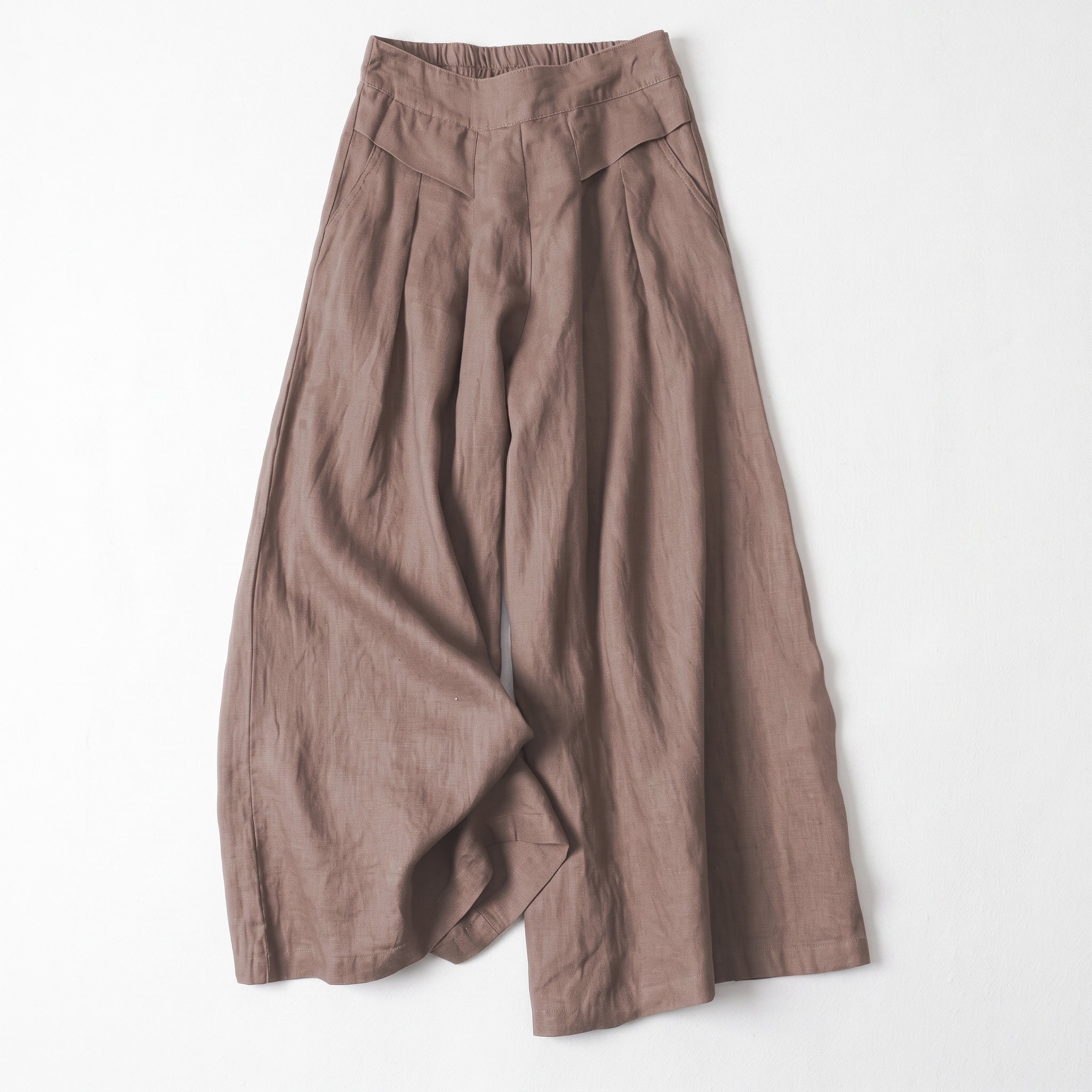 Beatrice - Women's Summer Wide-Leg Pleated Culotte Pants - Culottes - Khaki - Taylor & Bennett
