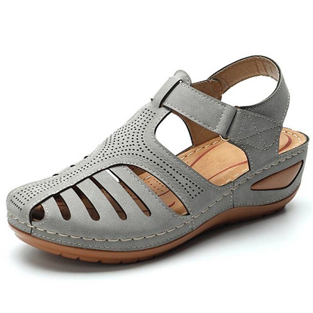 Belle - Women's Orthopaedic Fisherman Wedge Sandals - Sandals - Gray - Taylor & Bennett