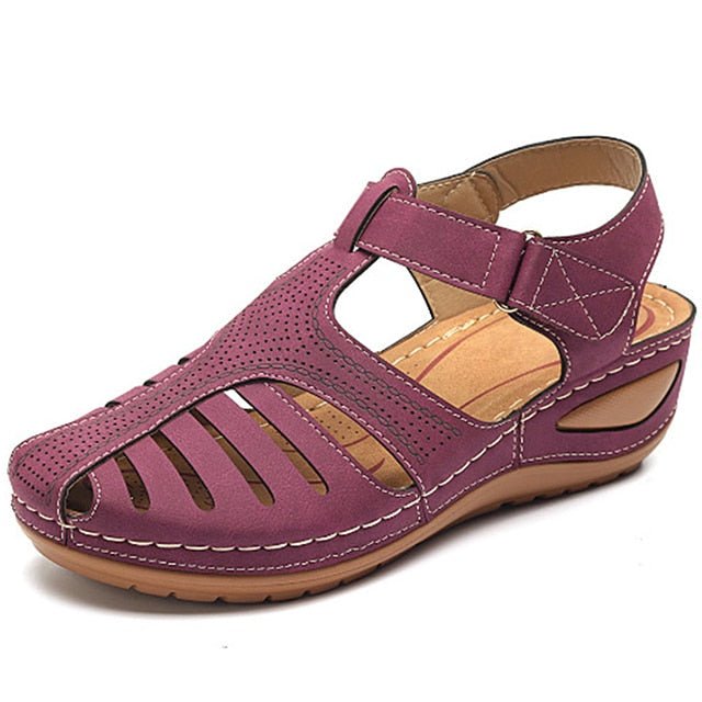 Belle - Women's Orthopaedic Fisherman Wedge Sandals - Sandals - Purple - Taylor & Bennett