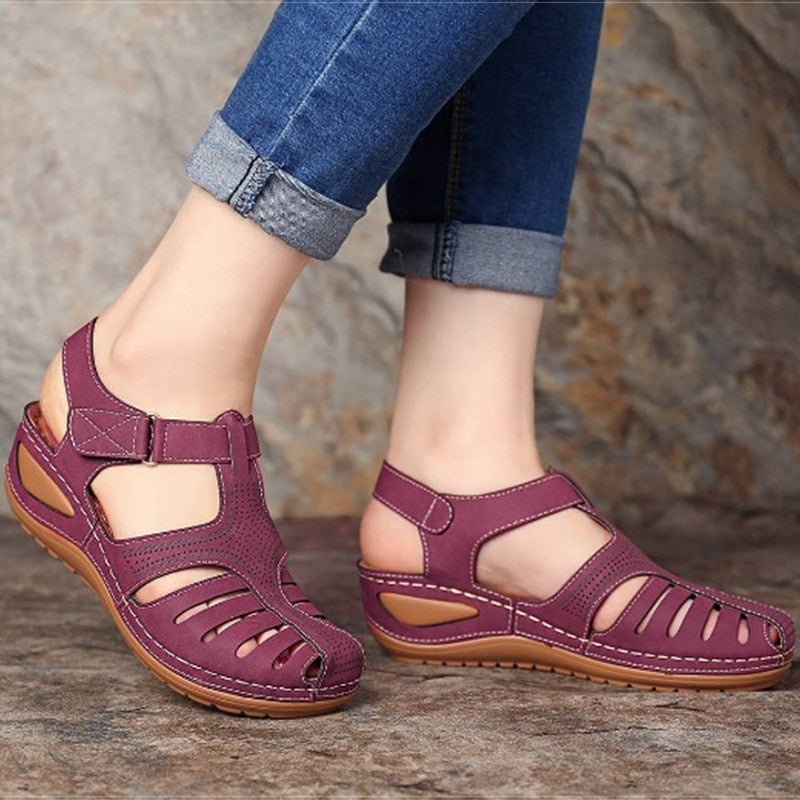 Belle - Women's Orthopaedic Fisherman Wedge Sandals - Sandals - Purple - Taylor & Bennett