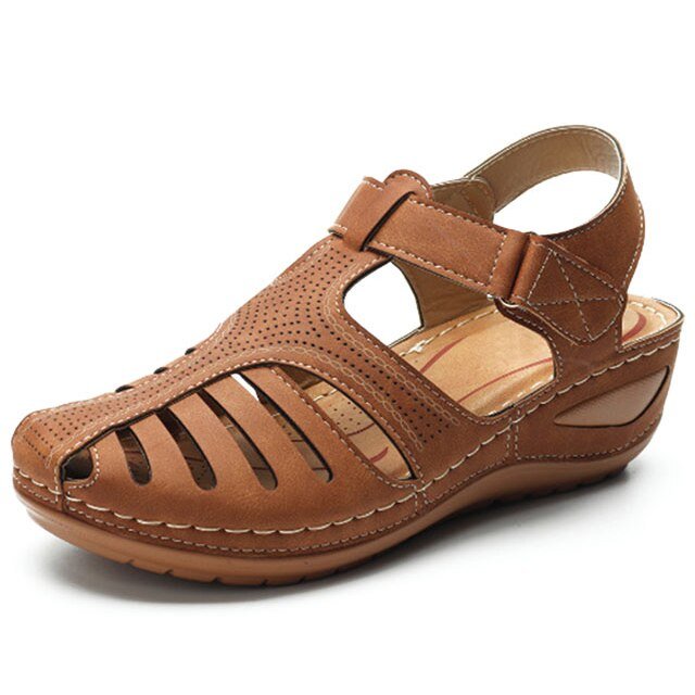 Belle - Women's Orthopaedic Fisherman Wedge Sandals - Sandals - Brown - Taylor & Bennett