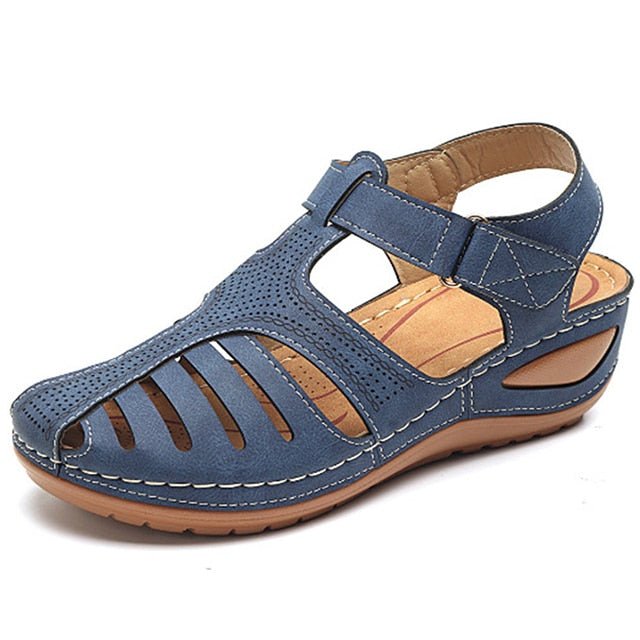Belle - Women's Orthopaedic Fisherman Wedge Sandals - Sandals - Blue - Taylor & Bennett