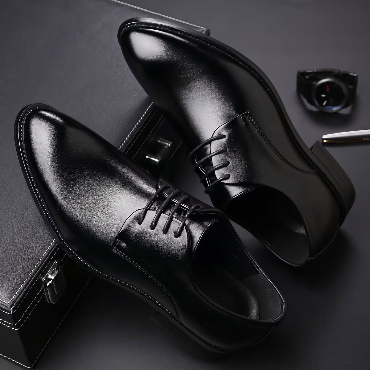Benjamin - Men's Lace-Up Plain Derby Wedding Shoes - Wedding Shoes - Black - Taylor & Bennett