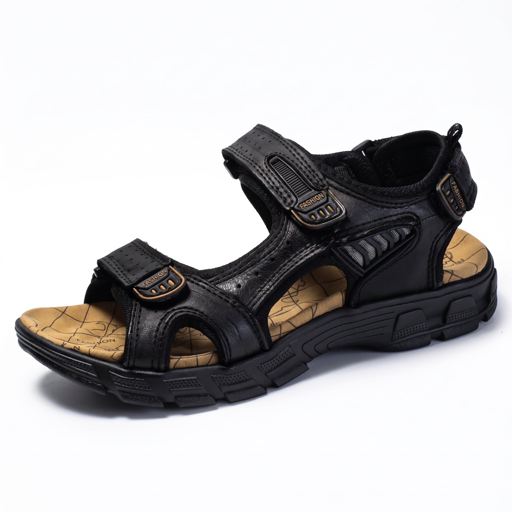 Benjamin - Men's Summer Orthopaedic Adjustable Strap Sandals - Sandals - Black - Taylor & Bennett