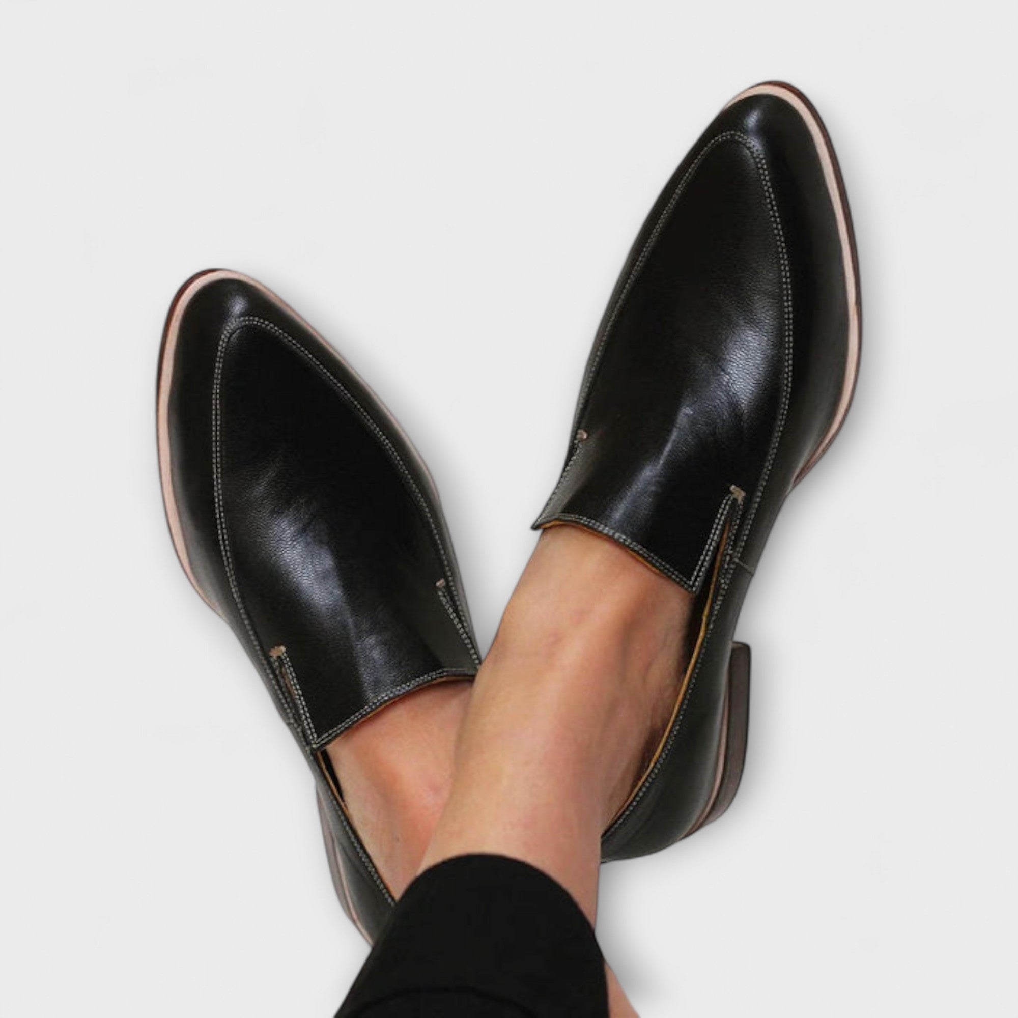 Cara - Women's Pointed Toe Slip - On Flat Loafers - Loafers - Black - Taylor & Bennett