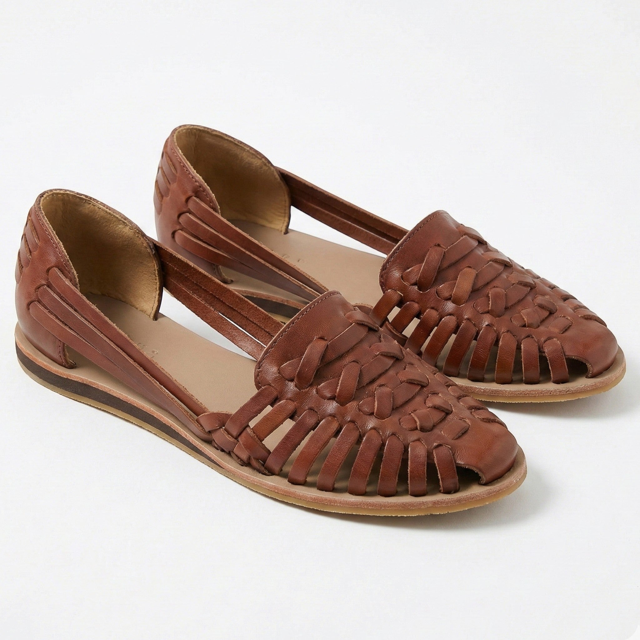 Catherine - Women's Woven Flat Sandals with Open Sides - Orthopaedic Shoes - Brown - Taylor & Bennett