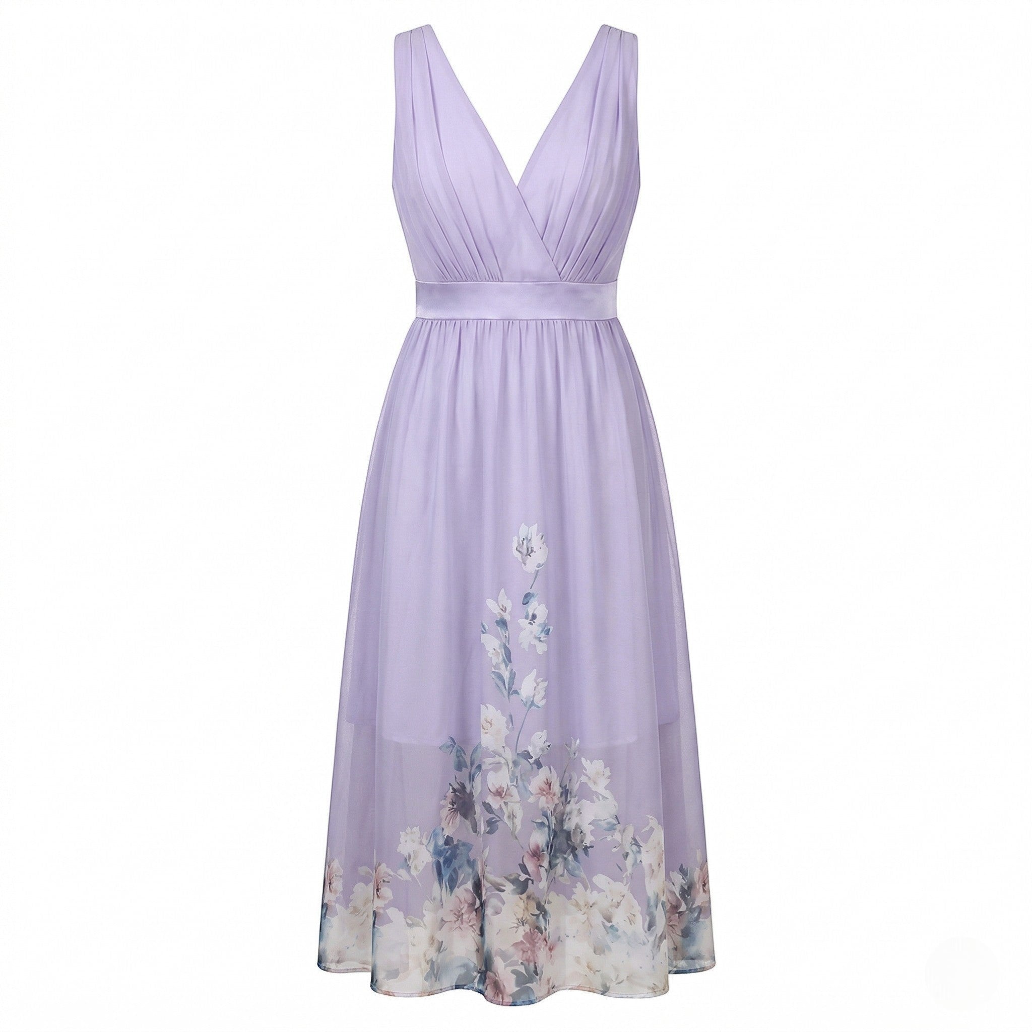 Celeste - Women's Floral Print V - Neck Maxi Dress - Maxi Dress - Purple - Taylor & Bennett