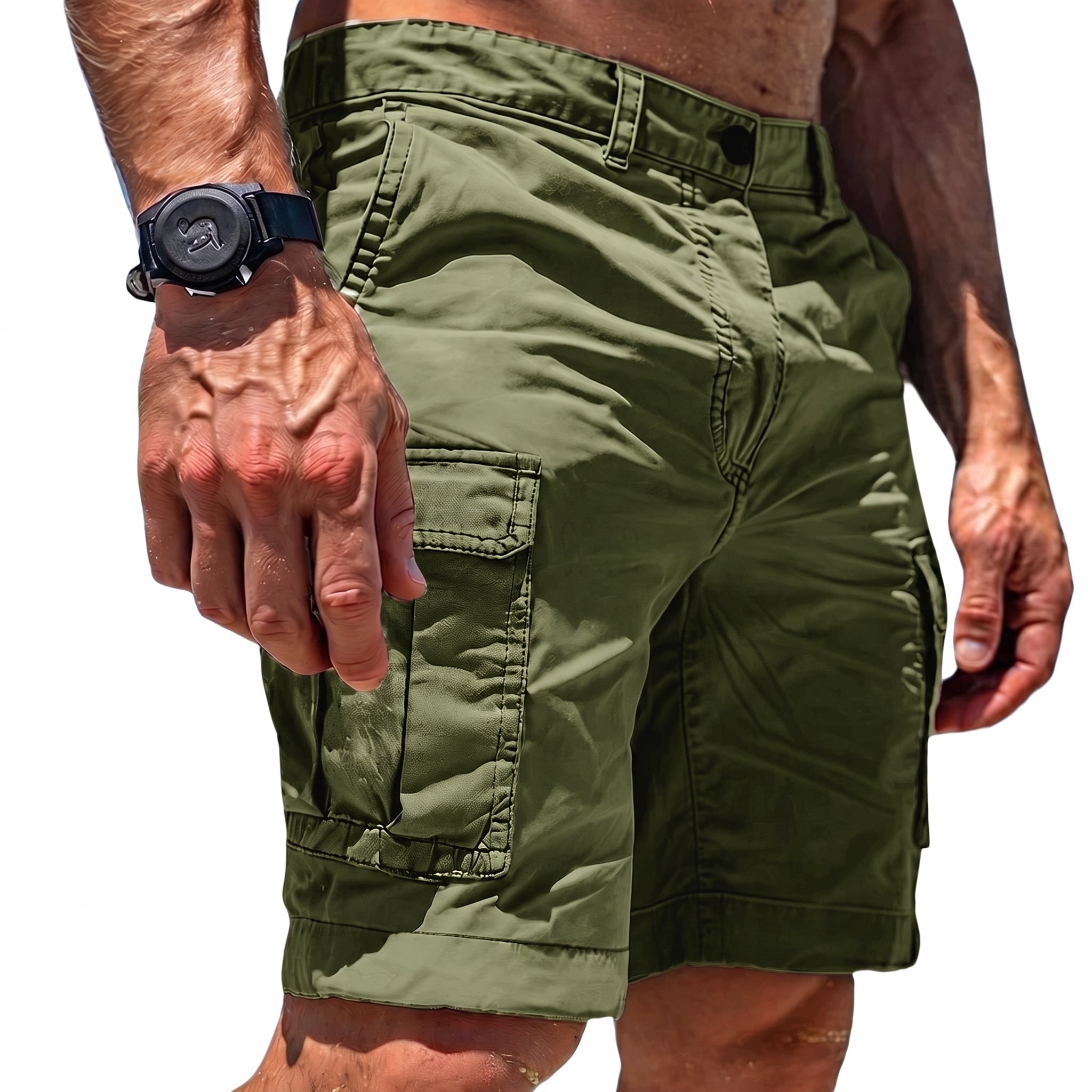 Charlie - Men's Casual Relaxed Fit Cargo Shorts - Cargo Shorts - Green - Taylor & Bennett