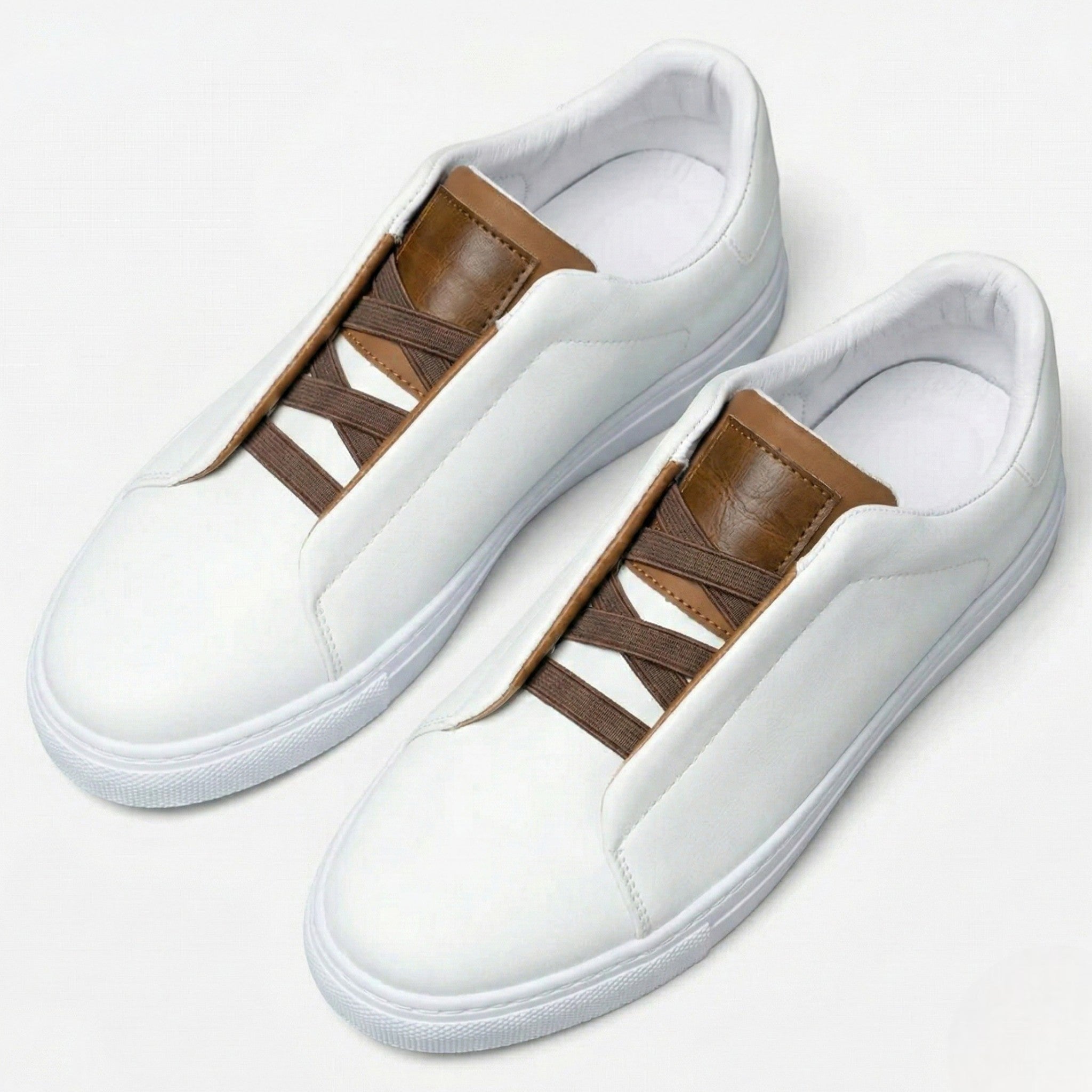 Charlie - Men's Comfortable Slip - on Trainers - Trainers - White - Taylor & Bennett