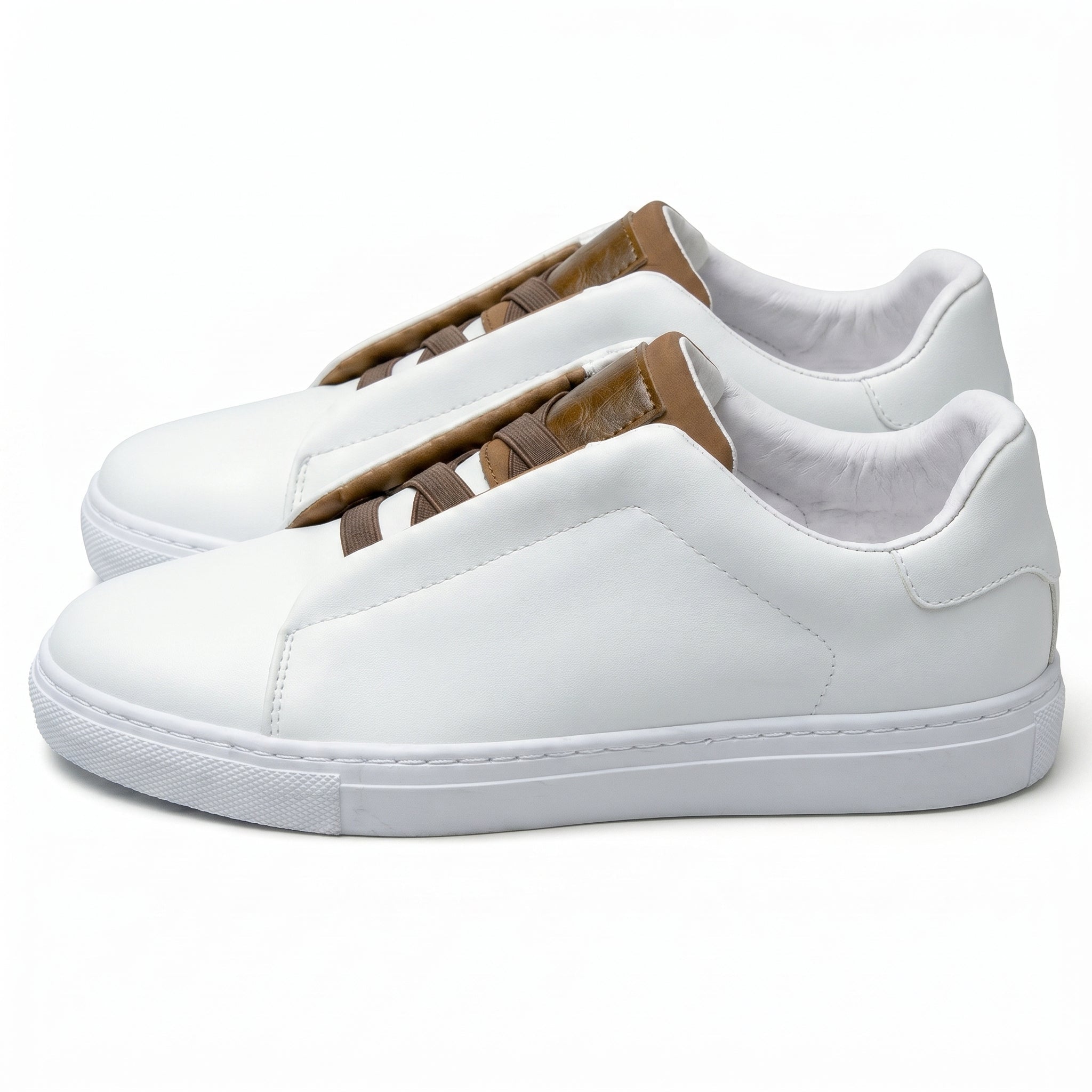Charlie - Men's Comfortable Slip - on Trainers - Trainers - White - Taylor & Bennett