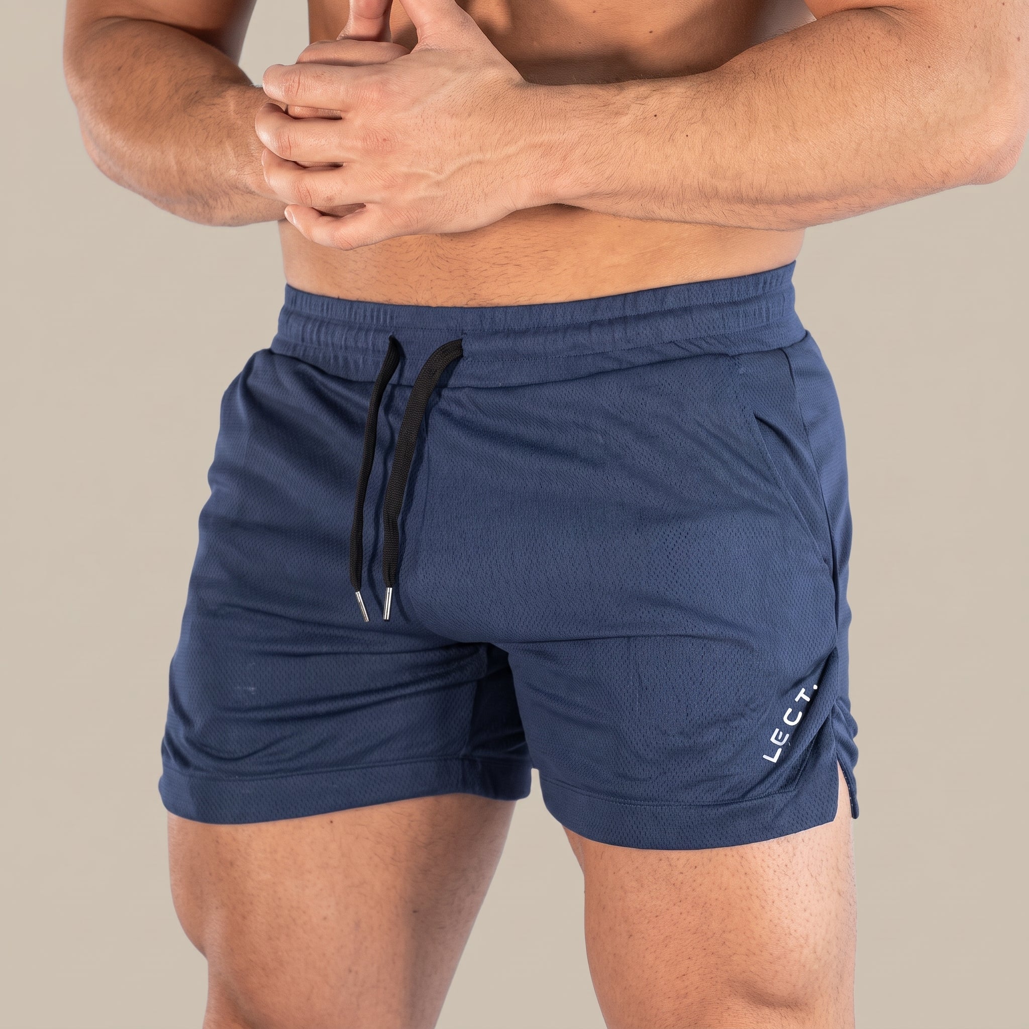 Charlie - Men's Relaxed Fit Drawstring Waist Gym Shorts - Shorts - Navy - Taylor & Bennett