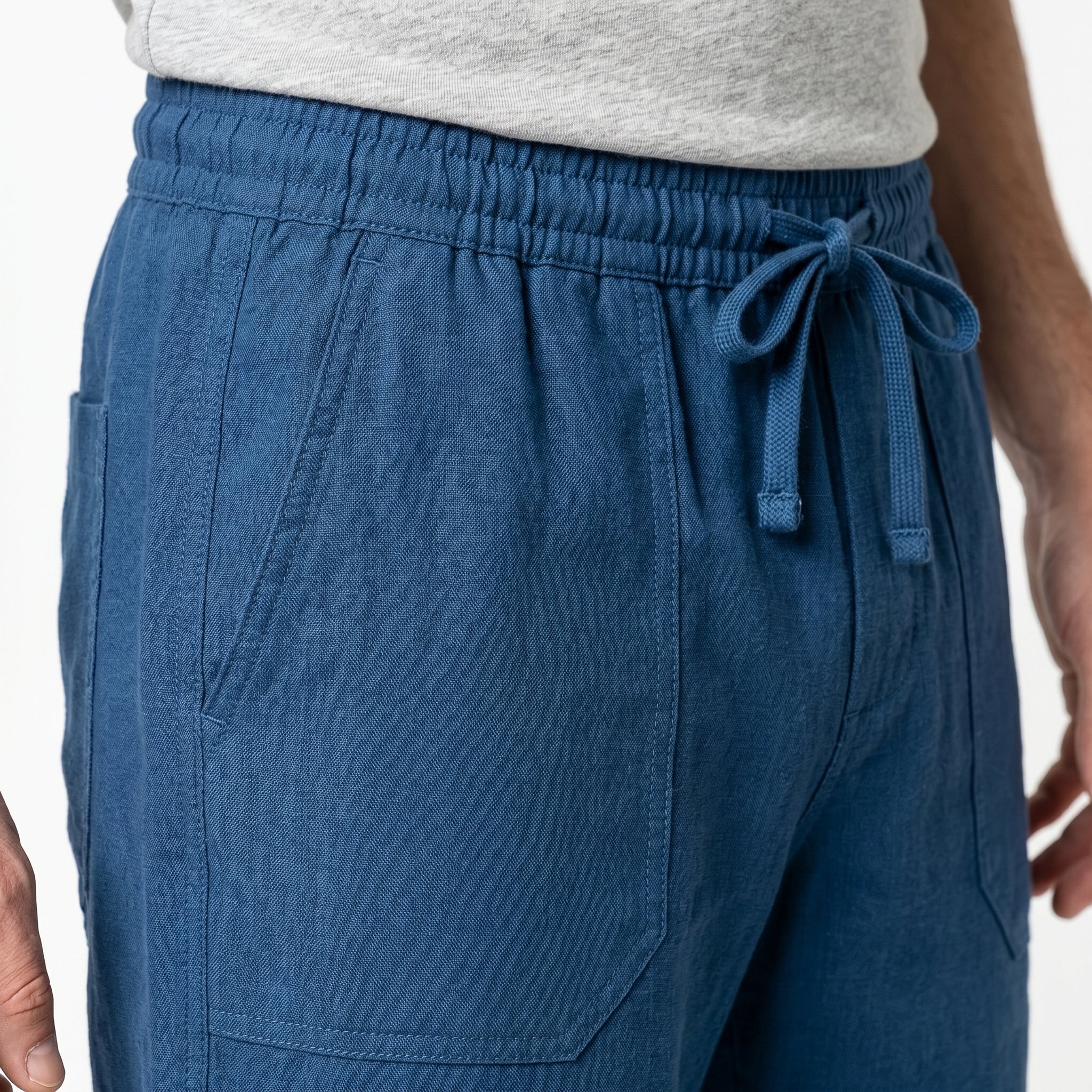 Charlie - Men's Relaxed Fit Summer Drawstring Shorts - Shorts Men - Blue - Taylor & Bennett