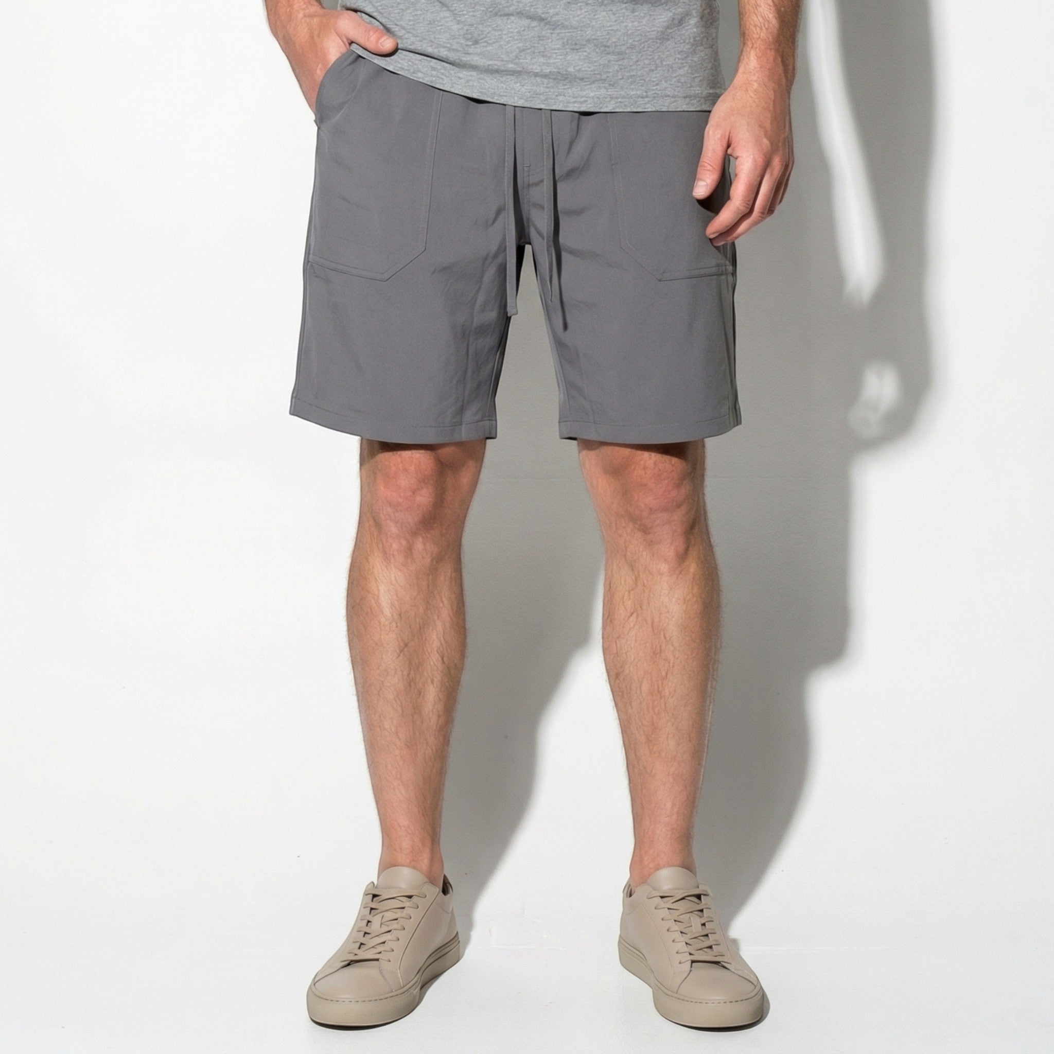 Charlie - Men's Relaxed Fit Summer Drawstring Shorts - Shorts Men - Grey - Taylor & Bennett