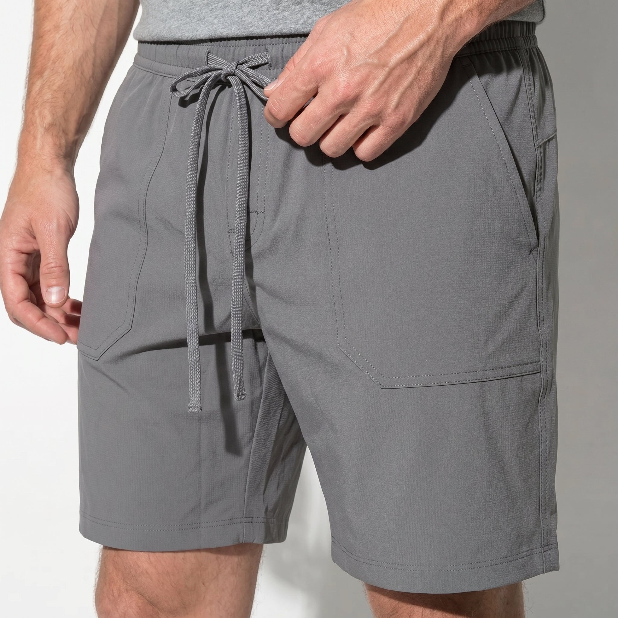 Charlie - Men's Relaxed Fit Summer Drawstring Shorts - Shorts Men - Grey - Taylor & Bennett