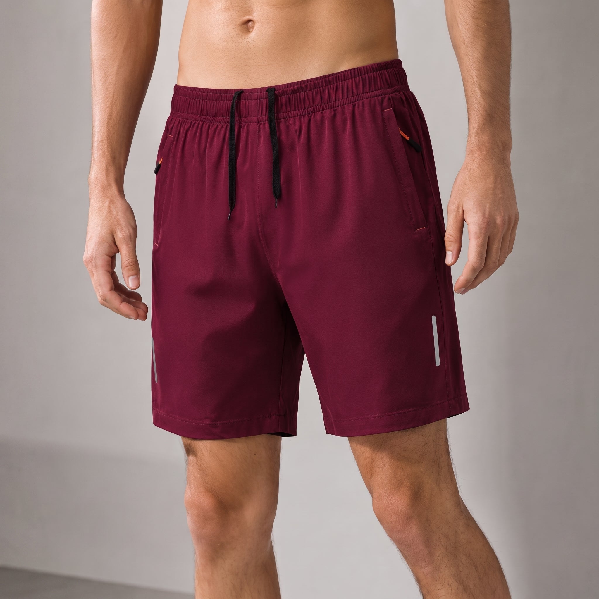Charlie – Men's Summer Relaxed Fit Zip Pocket Sports Shorts - Shorts - Burgundy - Taylor & Bennett