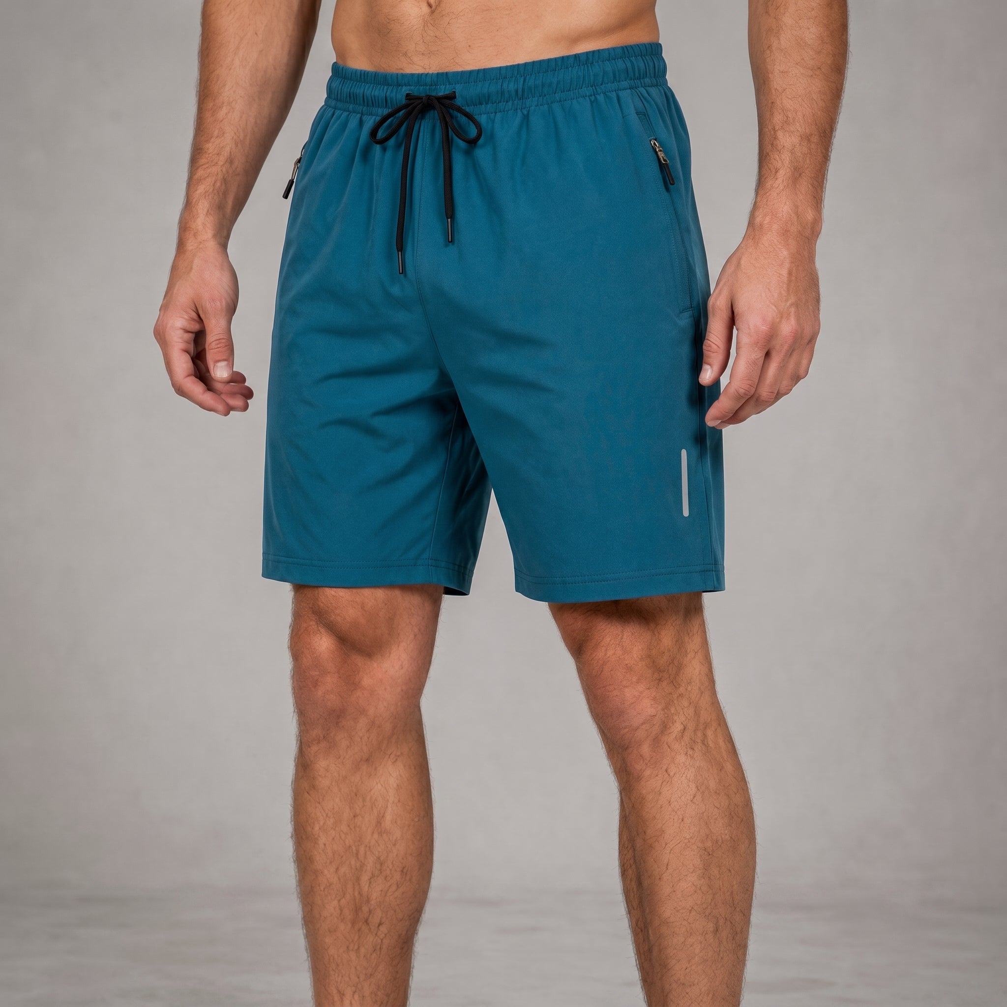 Charlie – Men's Summer Relaxed Fit Zip Pocket Sports Shorts - Shorts - Teal - Taylor & Bennett